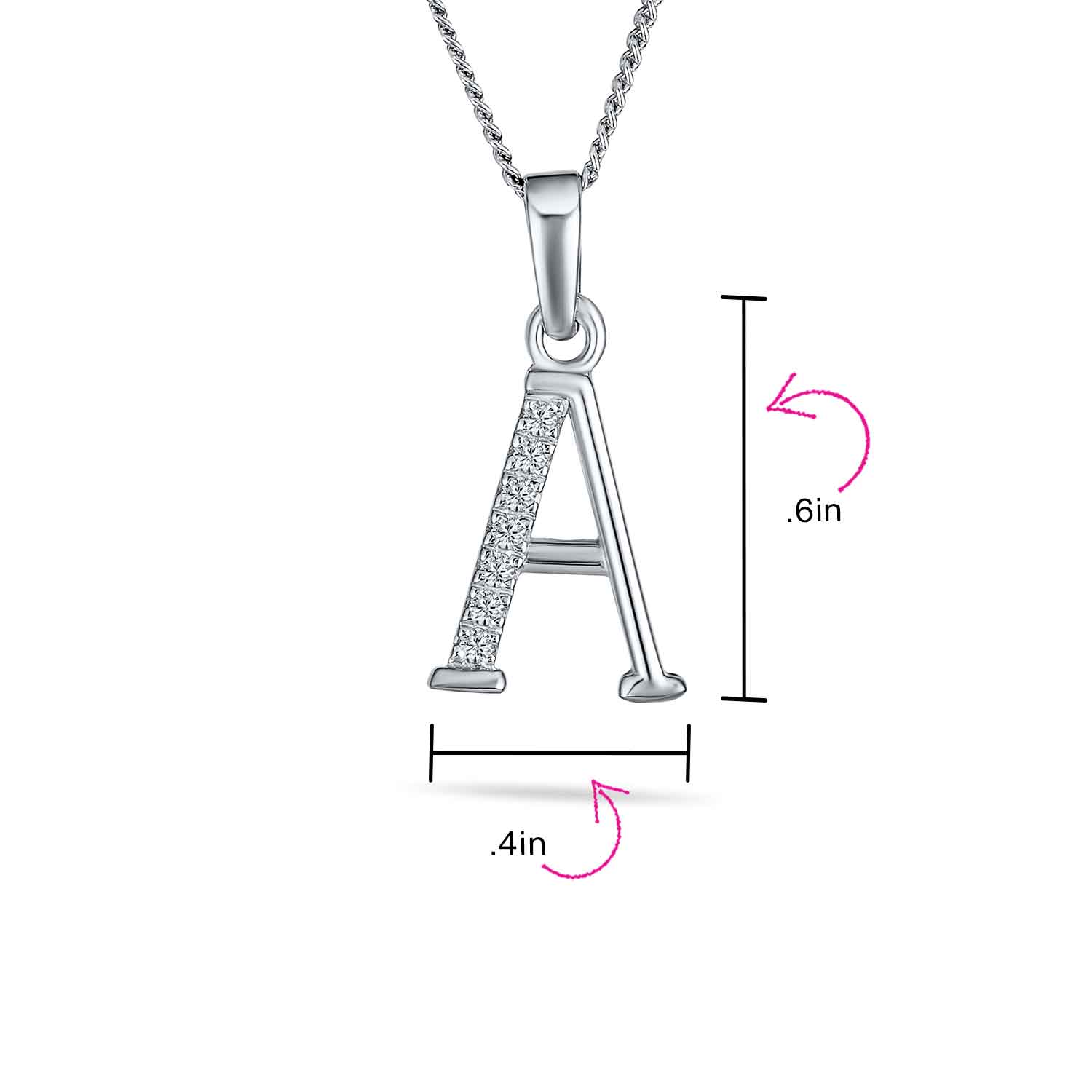 Delicate Pave CZ Block Letter Alphabet Pendant Necklace Sterling Silver - Image 49