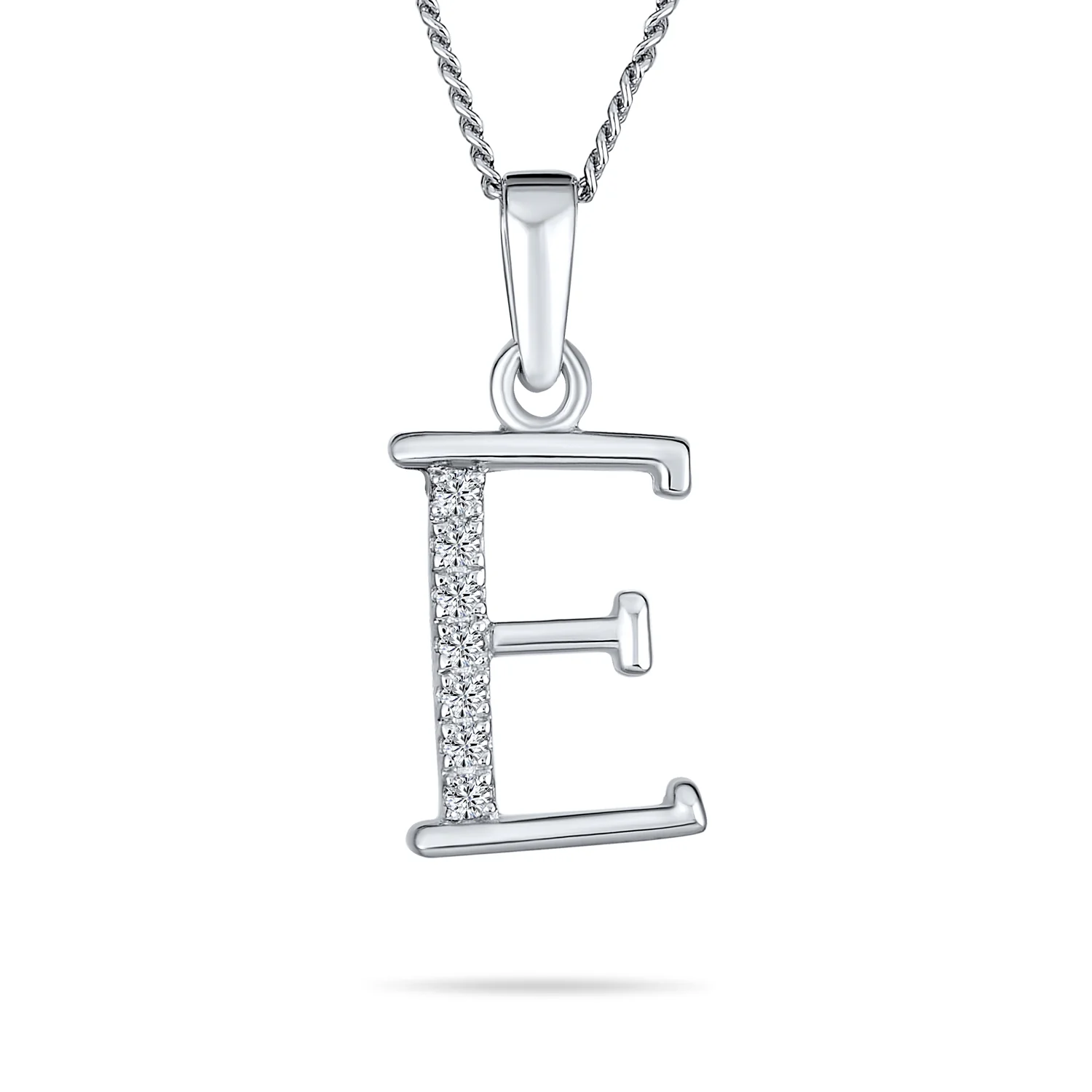 Delicate Pave CZ Block Letter Alphabet Pendant Necklace Sterling Silver - Image 5