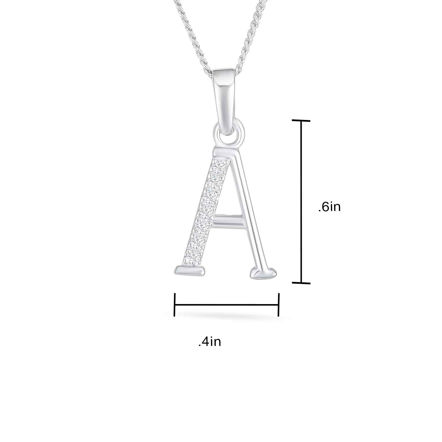 Delicate Pave CZ Block Letter Alphabet Pendant Necklace Sterling Silver - Image 50
