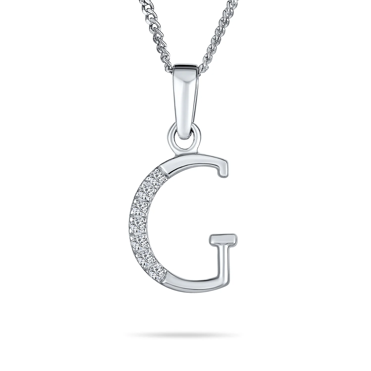 Delicate Pave CZ Block Letter Alphabet Pendant Necklace Sterling Silver - Image 6