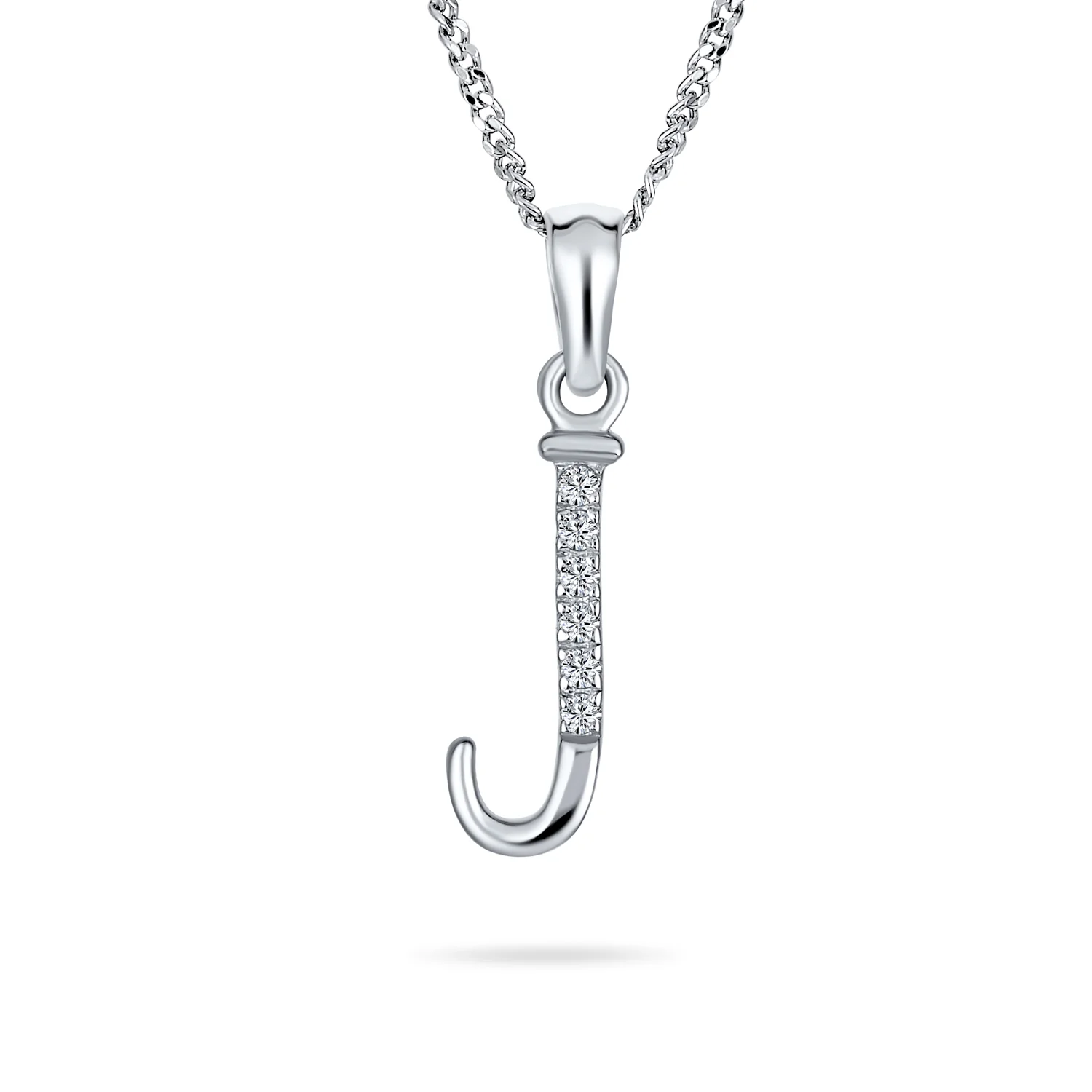 Delicate Pave CZ Block Letter Alphabet Pendant Necklace Sterling Silver - Image 8