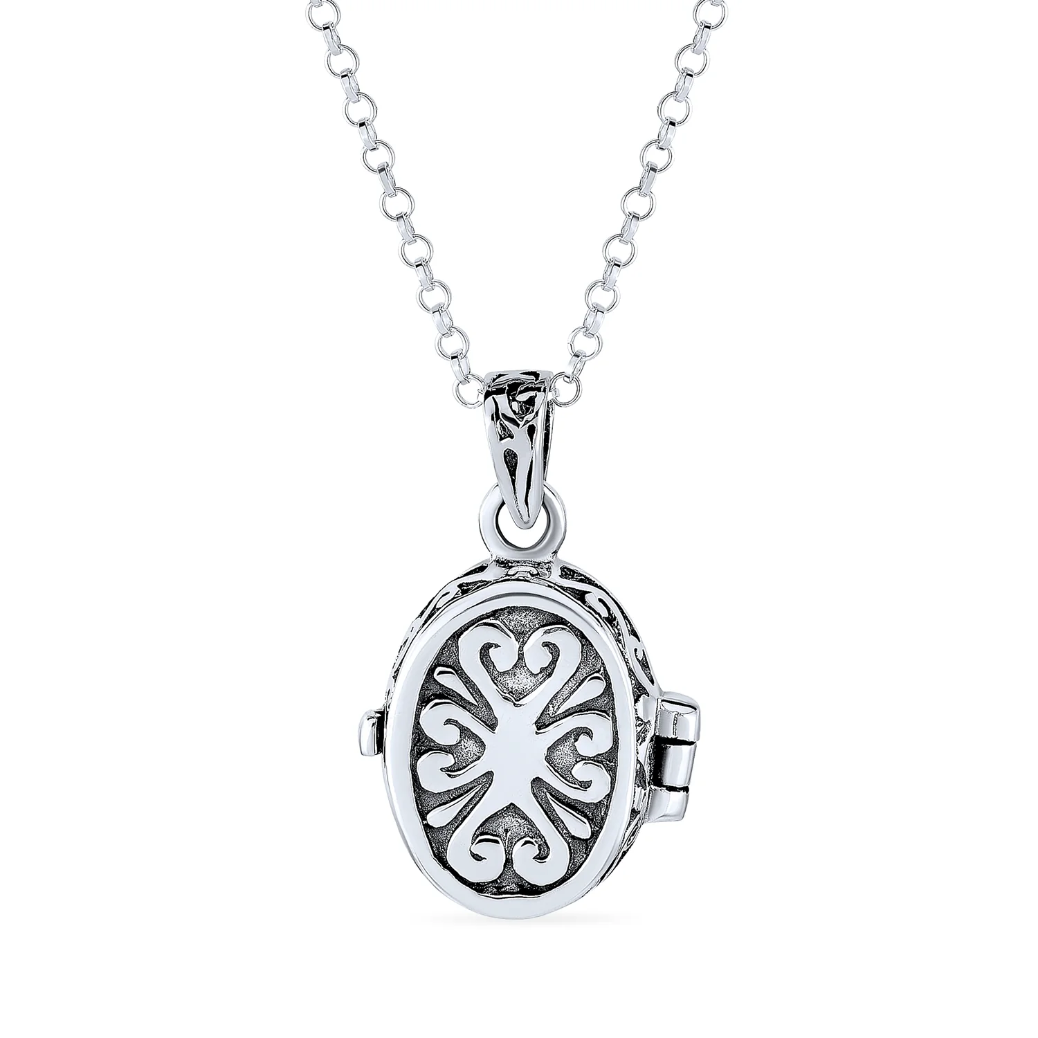 Religious Cross Prayer Box Locket Necklace Pendant Holder .925 Sterling Silver - Image 2