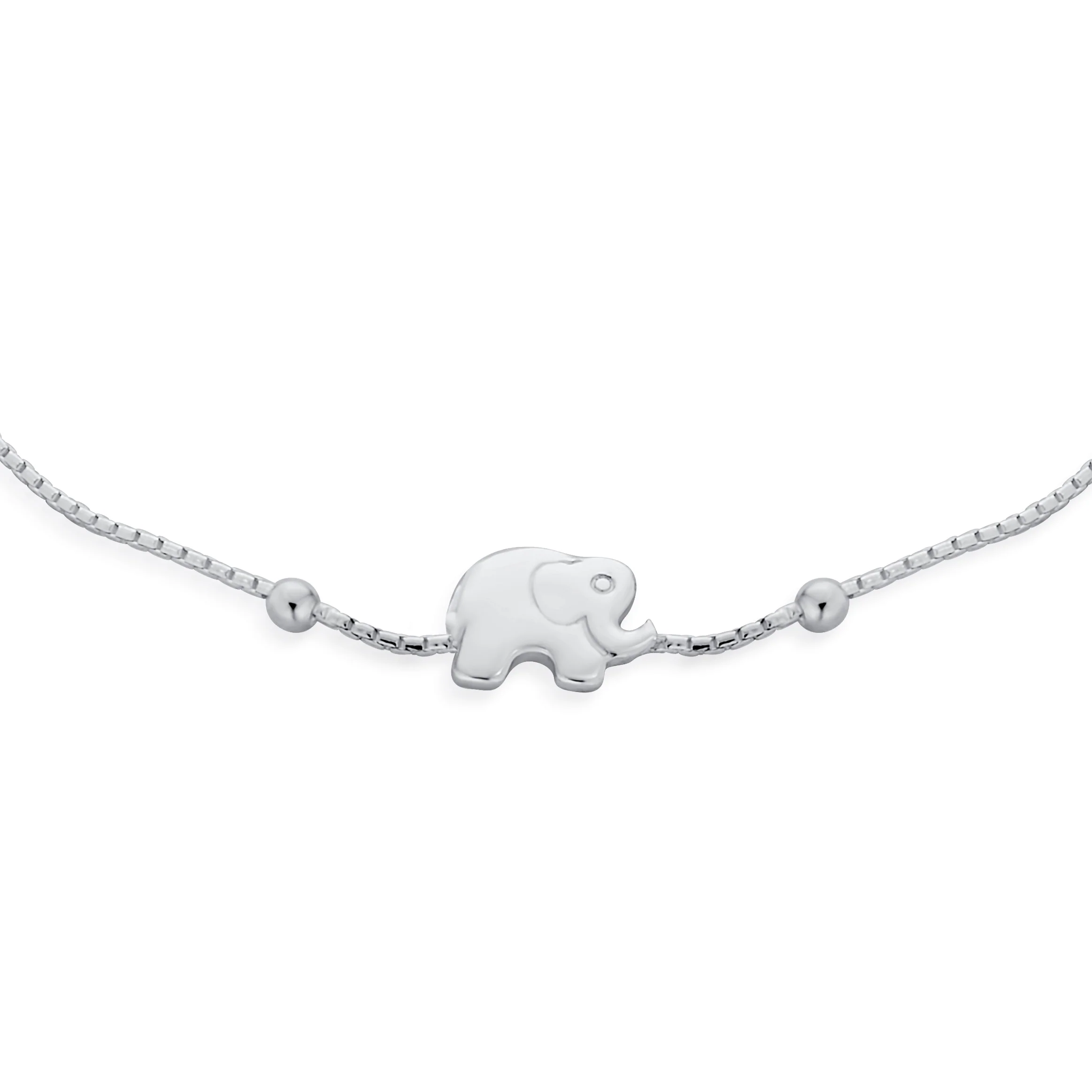 Delicate Elephant Bracelet with Lucky Animal Charms and Beads Silver 7.5 Inch - Image 2