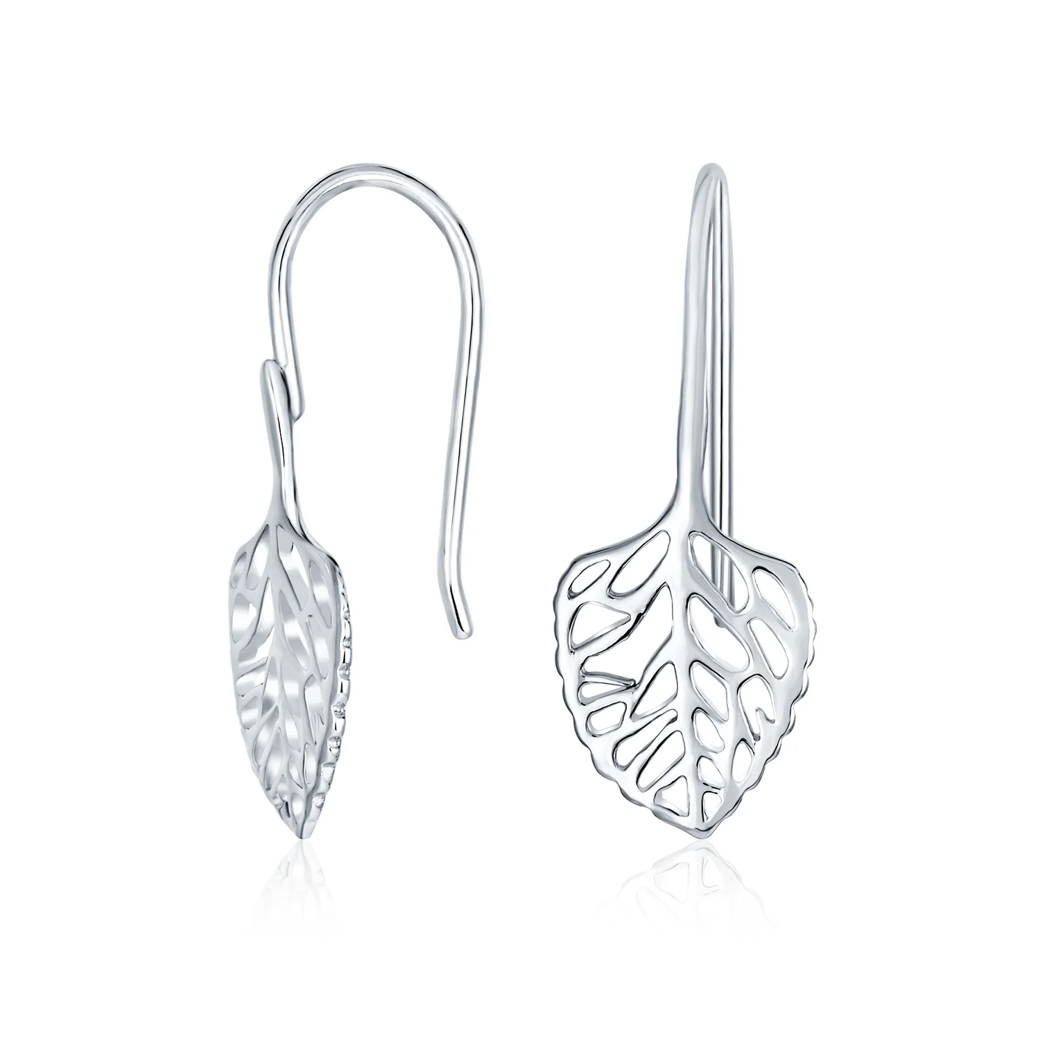 Delicate Filigree Leaf Dangle Earrings Sterling Silver Nature-Inspired Jewelry