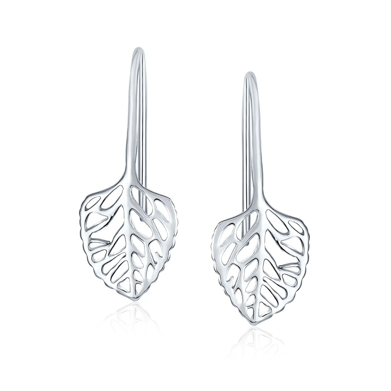 Delicate Filigree Leaf Dangle Earrings Sterling Silver Nature-Inspired Jewelry - Image 2