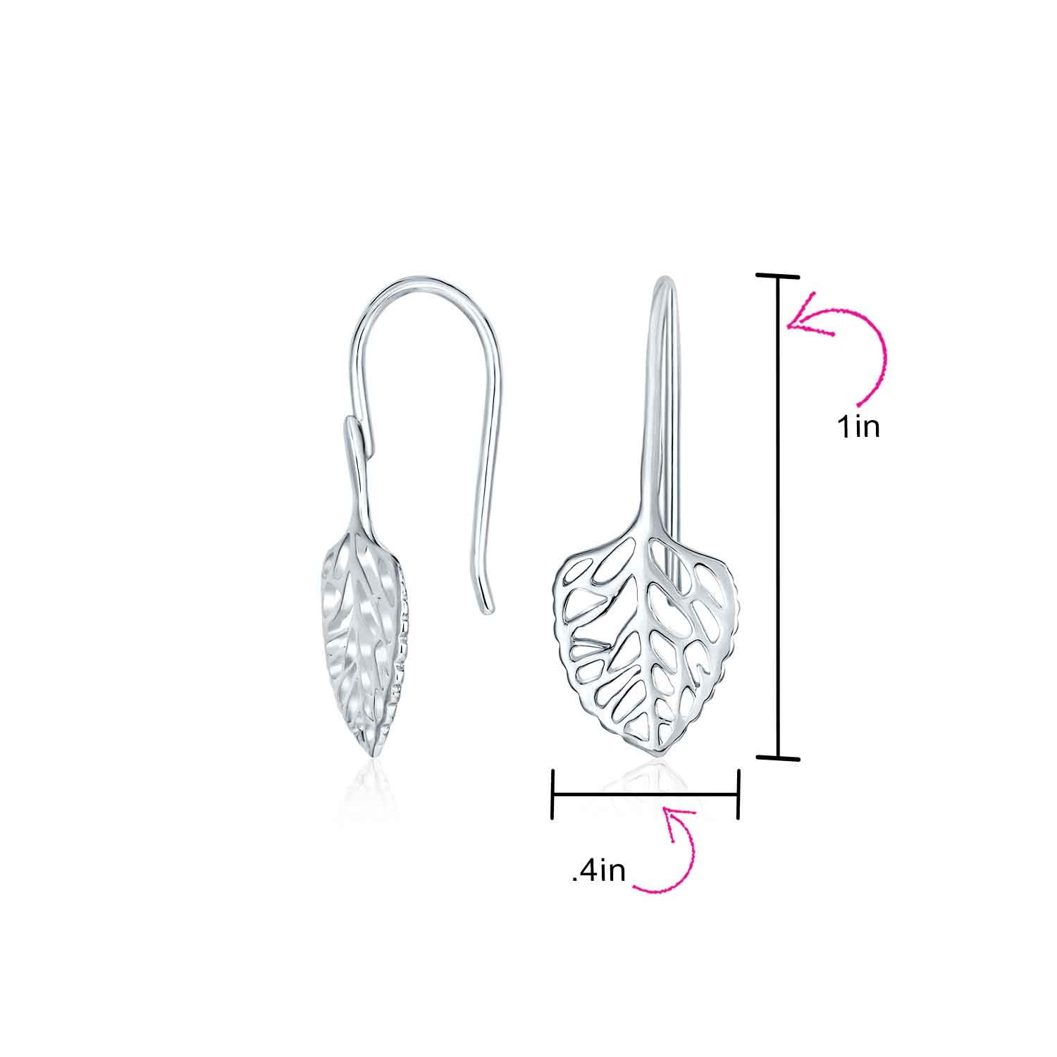 Delicate Filigree Leaf Dangle Earrings Sterling Silver Nature-Inspired Jewelry - Image 4