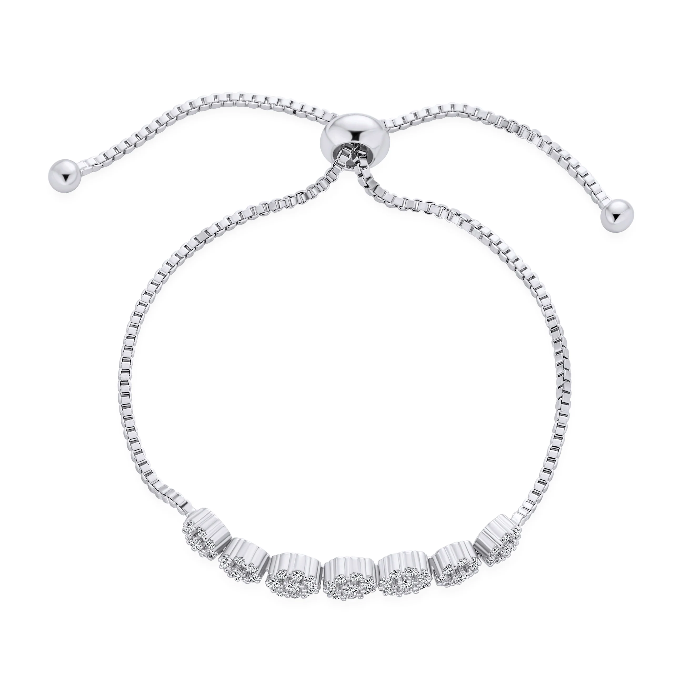 Elegant Bridal Cubic Zirconia Rose Flower Tennis Bracelet - Image 2