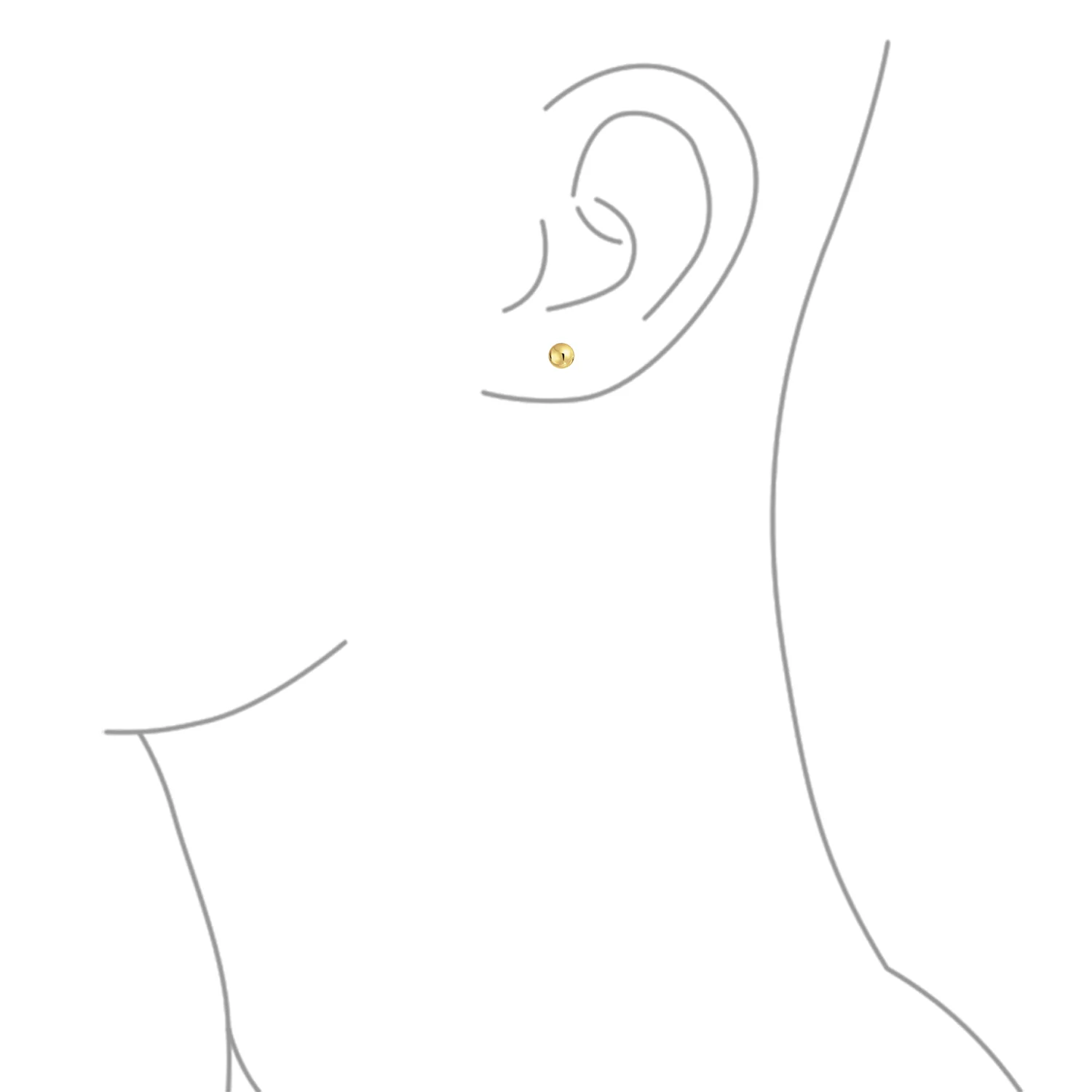 Delicate 14K Gold Drop Ball Earrings Tiny Hollow Cartilage Studs 3-5 MM - Image 5