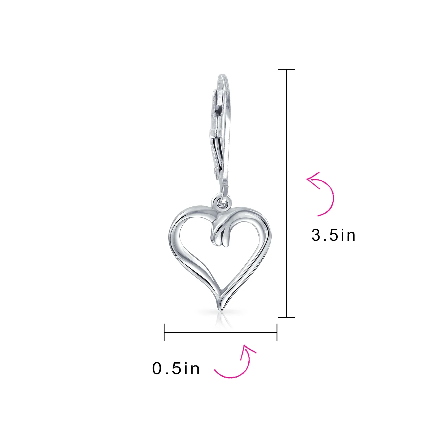 Delicate Open Heart Shaped Dangle Earrings Rose Gold Plated Sterling Silver - Image 10