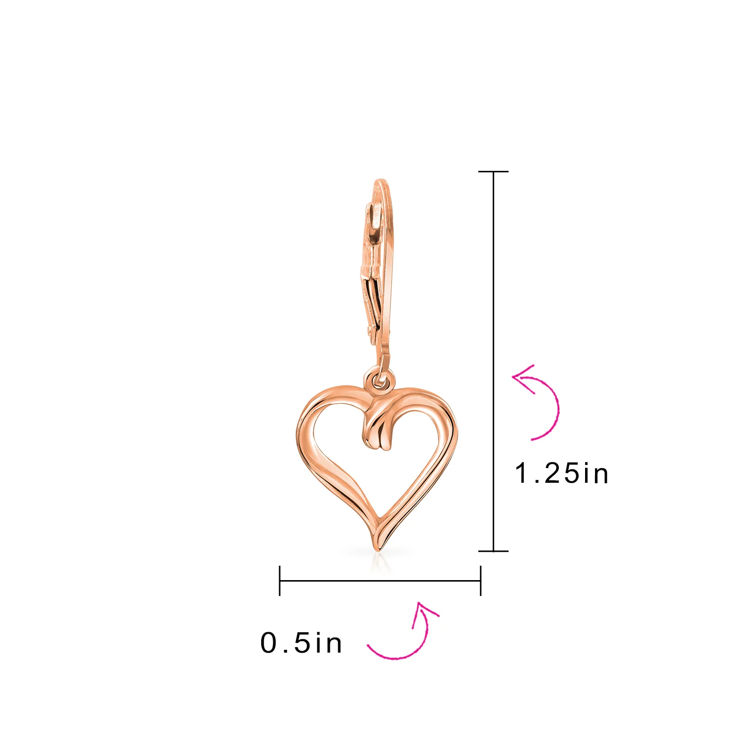 Delicate Open Heart Shaped Dangle Earrings Rose Gold Plated Sterling Silver - Image 11