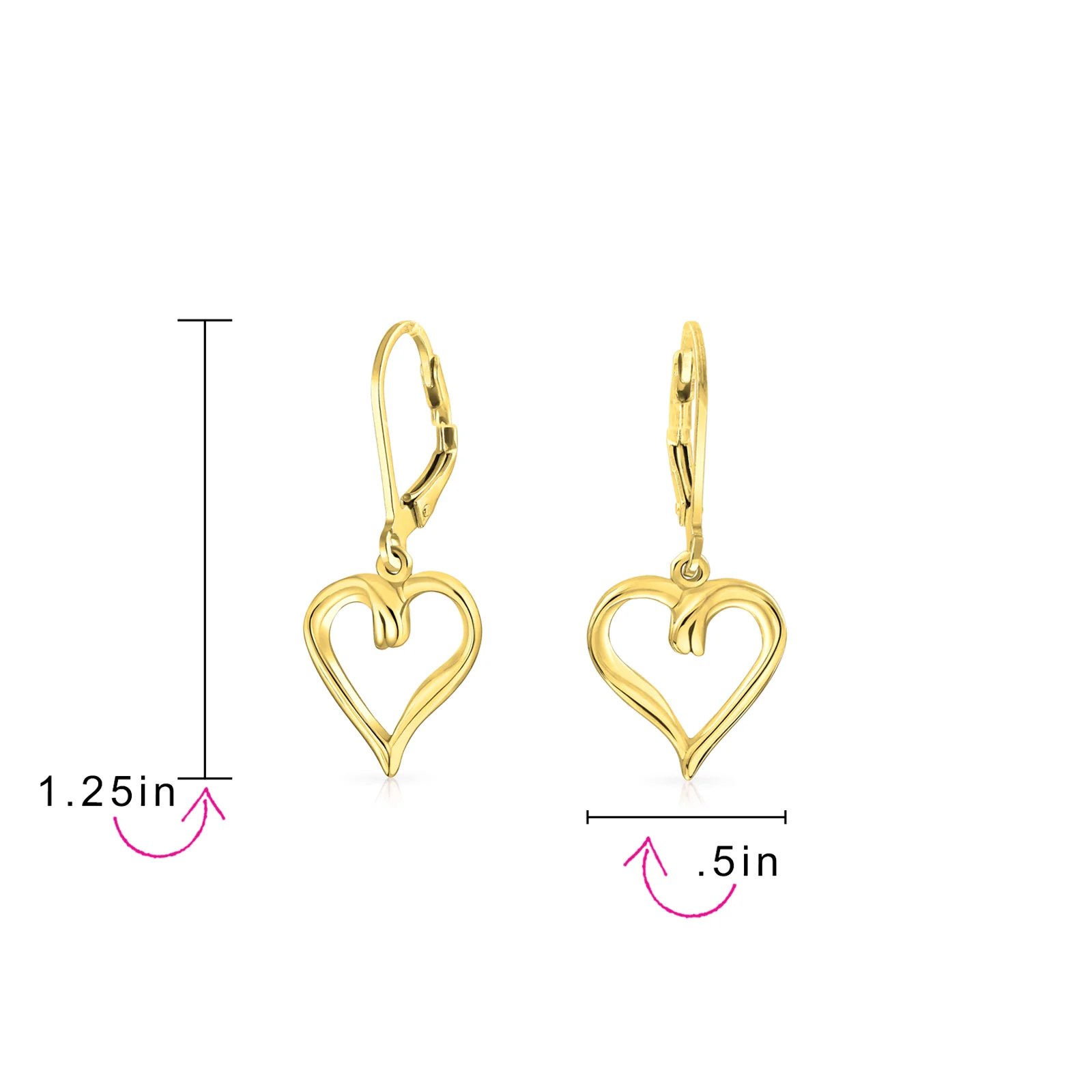 Delicate Open Heart Shaped Dangle Earrings Rose Gold Plated Sterling Silver - Image 12