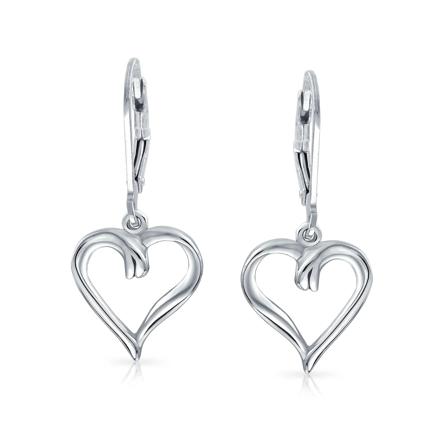 Delicate Open Heart Shaped Dangle Earrings Rose Gold Plated Sterling Silver - Image 4