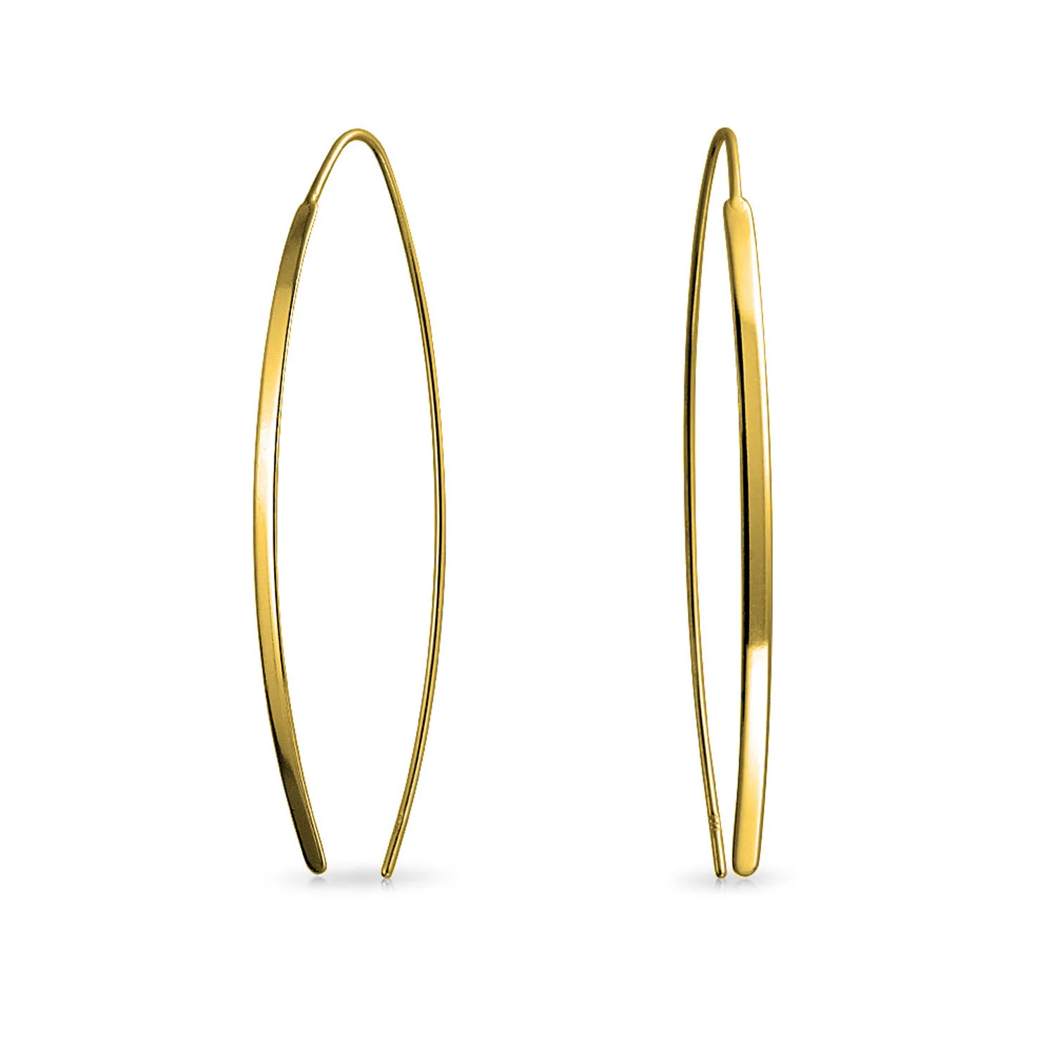 Delicate Minimalist Modern Long Thin Linear Threader Earrings Sterling Silver - Image 2