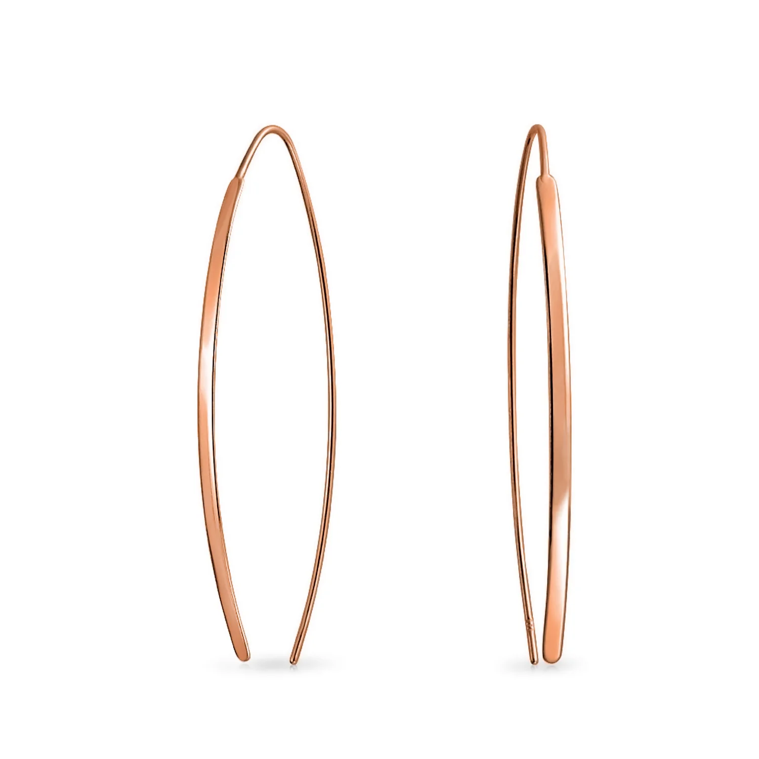 Delicate Minimalist Modern Long Thin Linear Threader Earrings Sterling Silver - Image 3