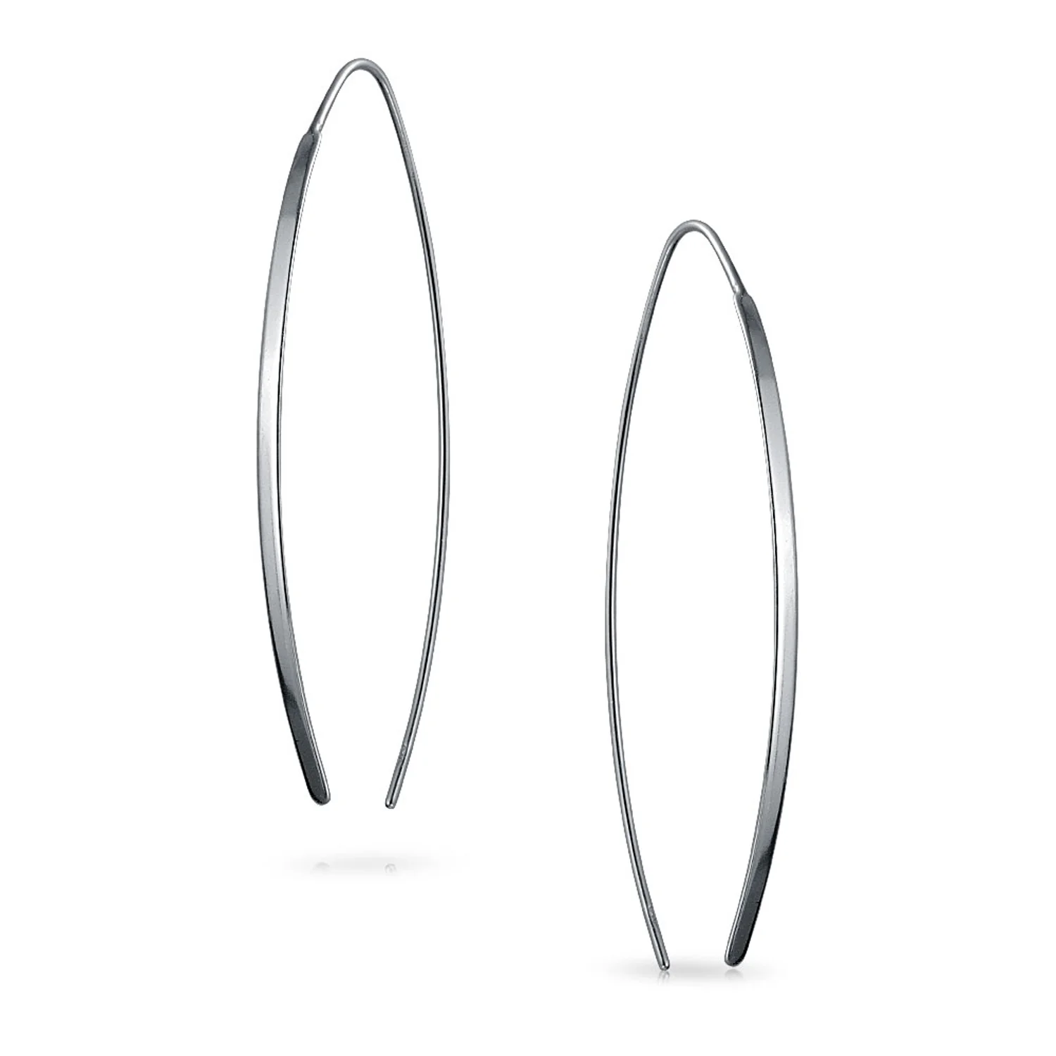Delicate Minimalist Modern Long Thin Linear Threader Earrings Sterling Silver - Image 4