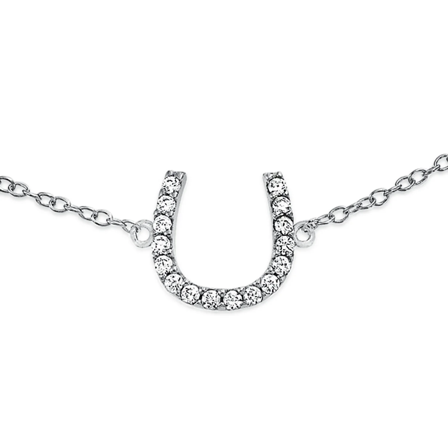 Pave CZ Horseshoe Anklet Ankle Bracelet Gold Plated Sterling Silver 9-10 Inch - Image 3