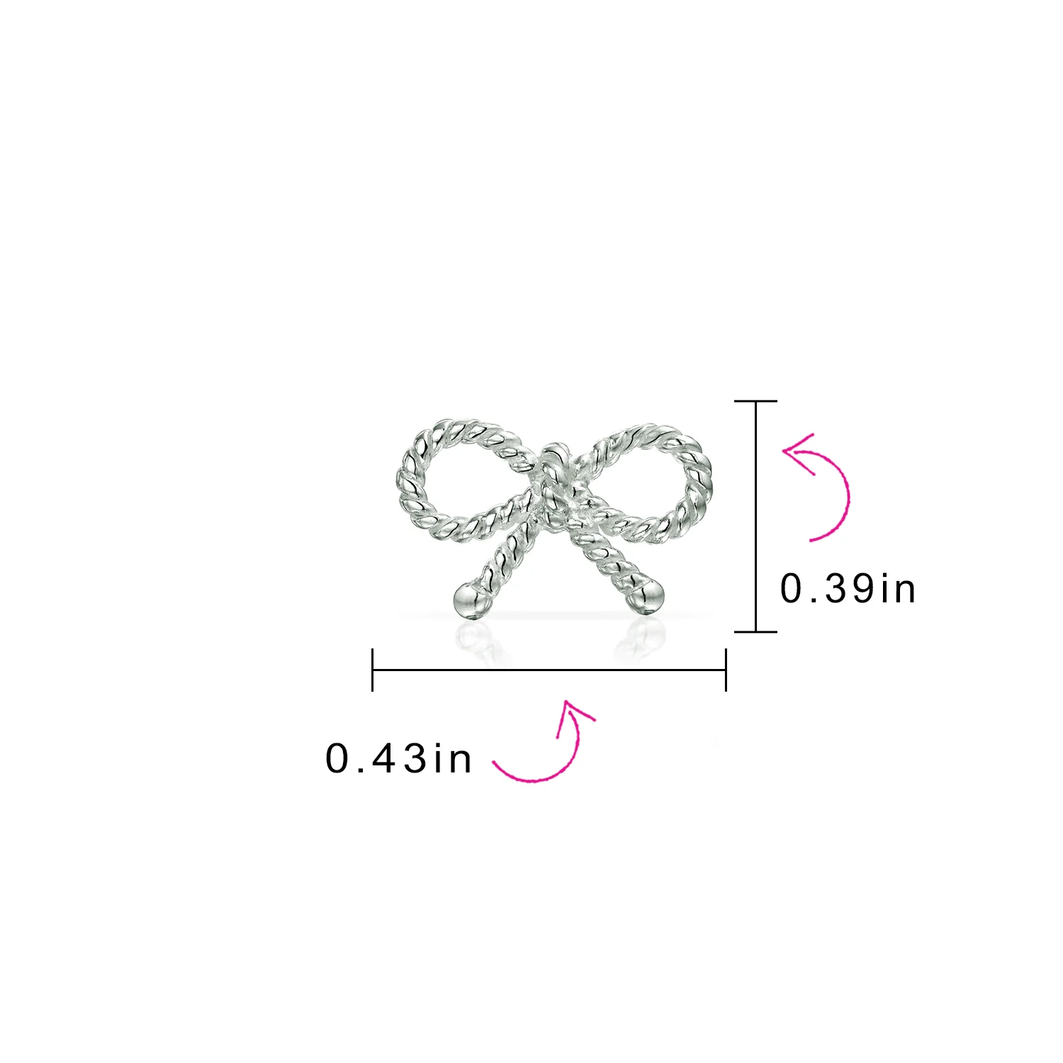 Simple Thin Twist Rope Cable Ribbon Bow Stud Earrings Rose Gold Plated Silver - Image 7