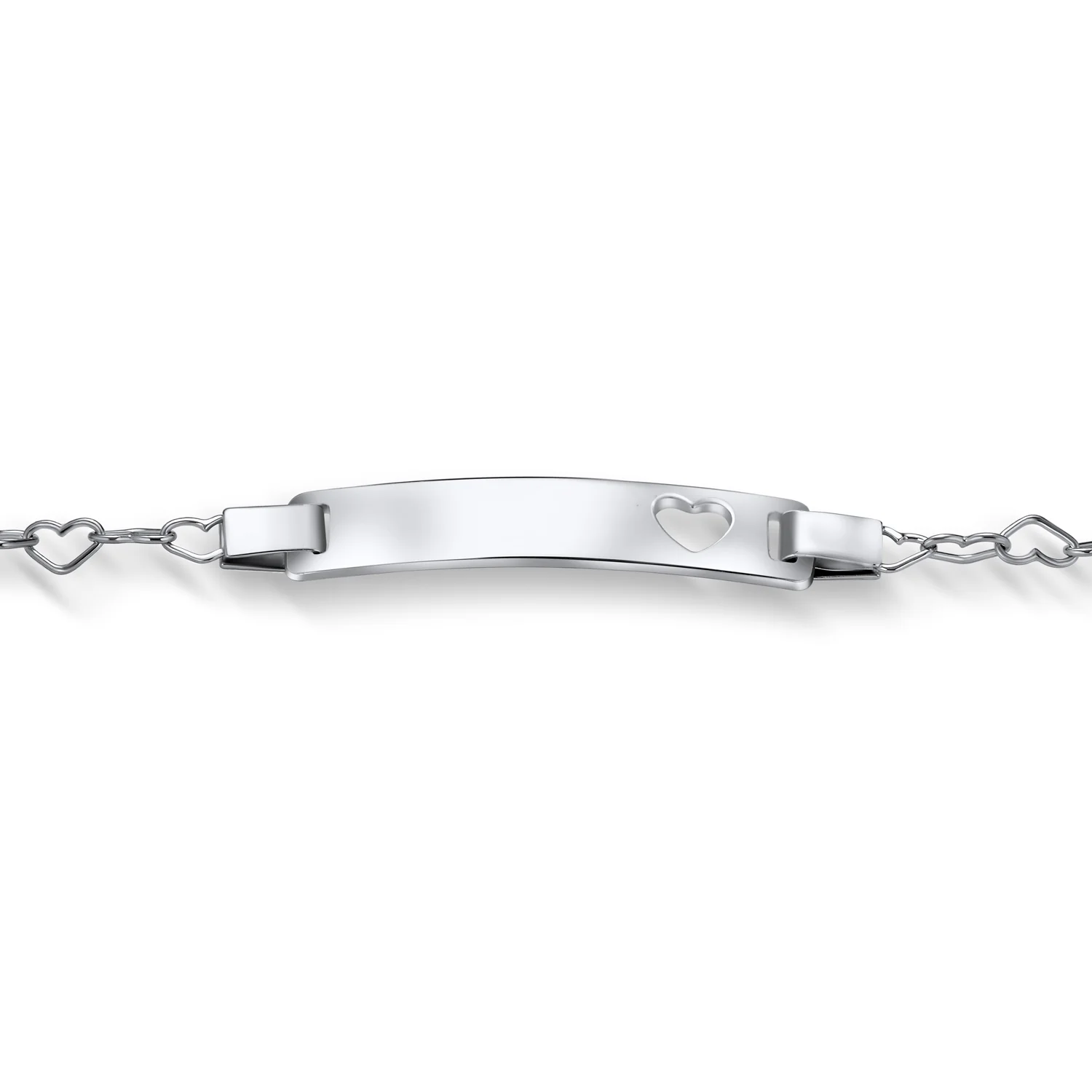 Delicate Petite Heart Blank Name Identification ID Bracelet .925 Sterling Silver 6" - Image 2