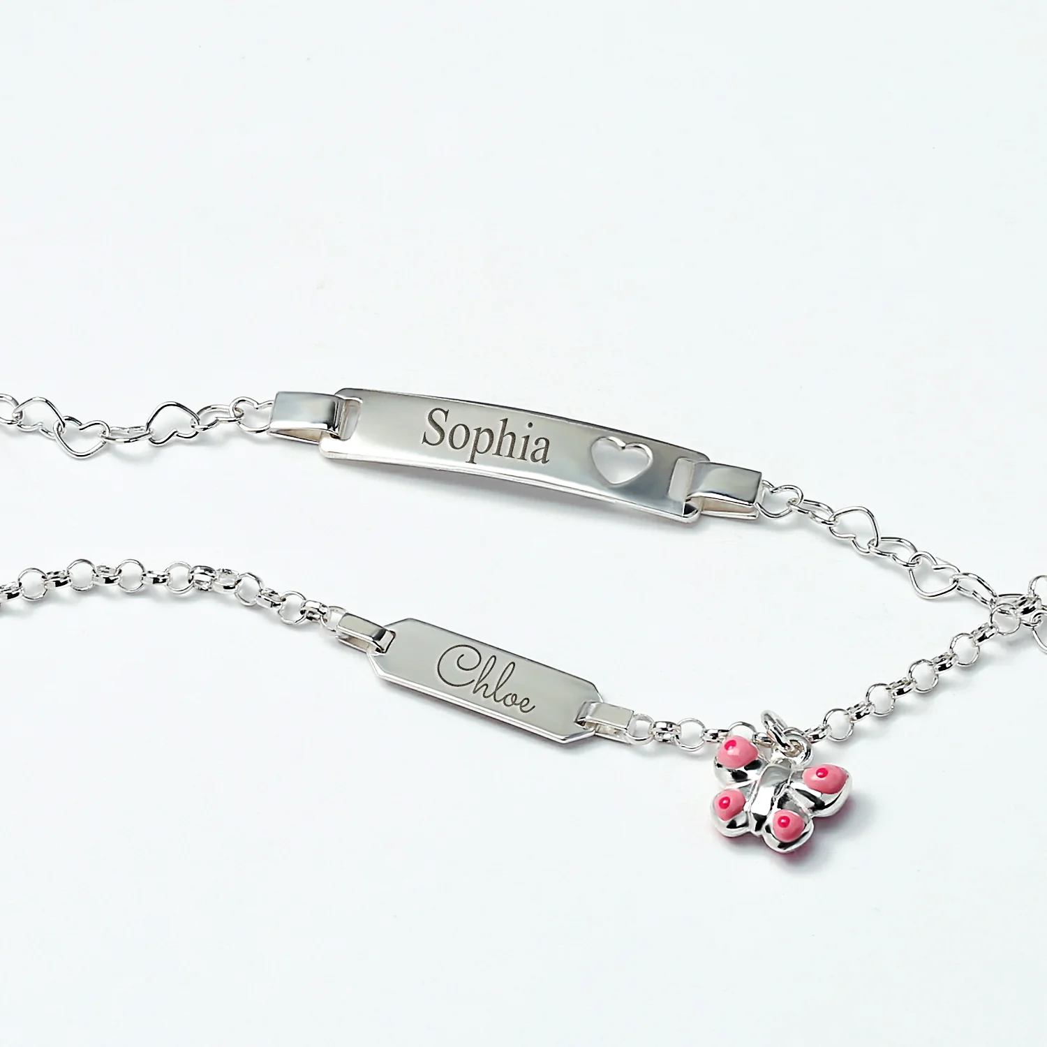 Delicate Petite Heart Blank Name Identification ID Bracelet .925 Sterling Silver 6" - Image 6