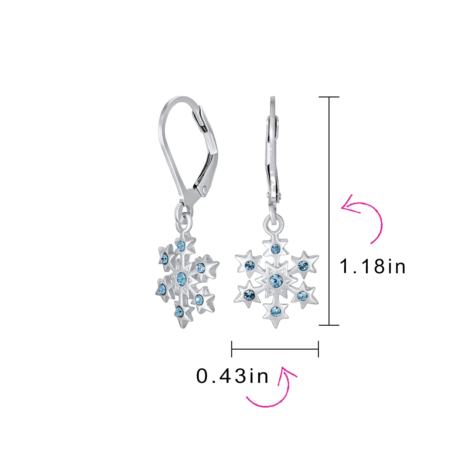Delicate Holiday Dangle Chandelier Earrings with Snowflake Star Sterling Silver - Image 4