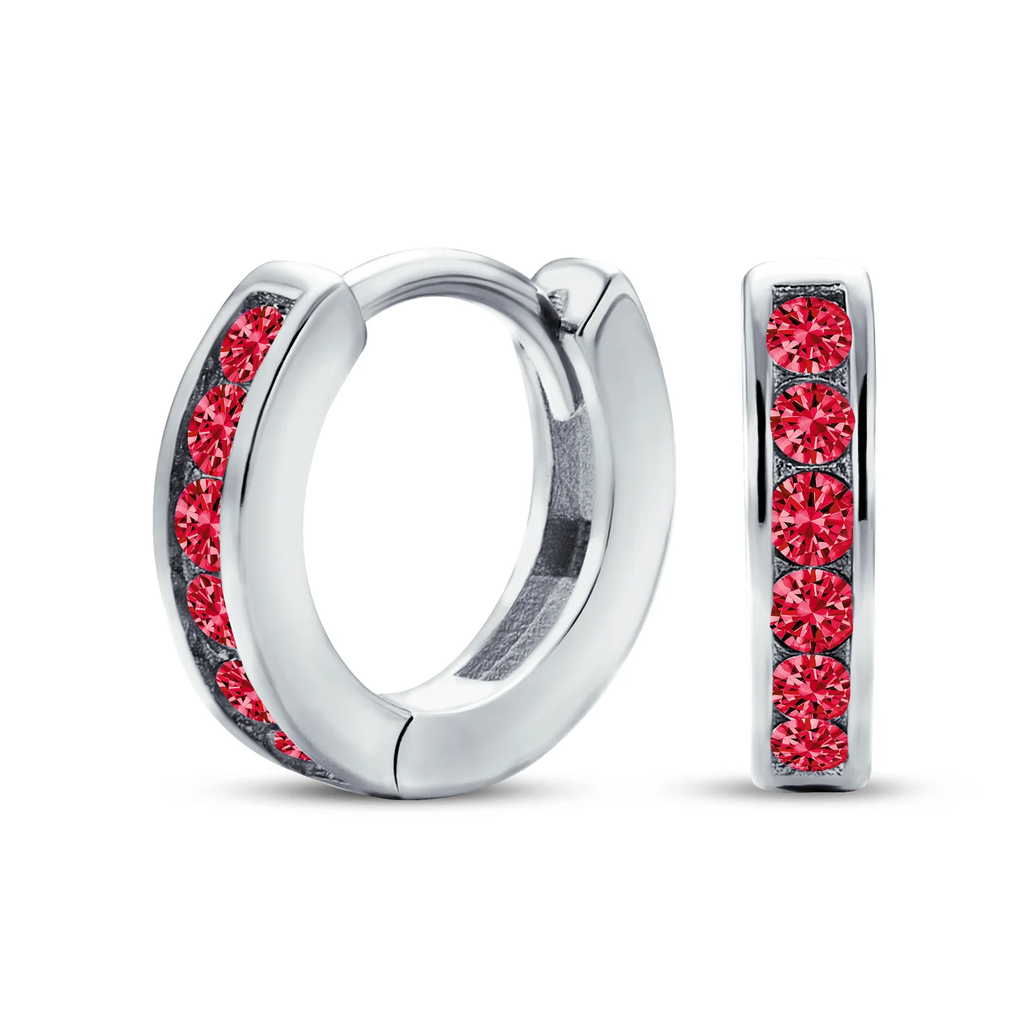 Tiny CZ Channel Set Cubic Zirconia Huggie Mini Hoop Earrings .925 Sterling Silver - Image 12