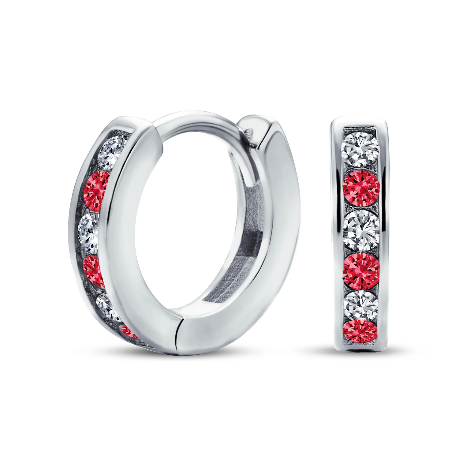 Tiny CZ Channel Set Cubic Zirconia Huggie Mini Hoop Earrings .925 Sterling Silver - Image 13
