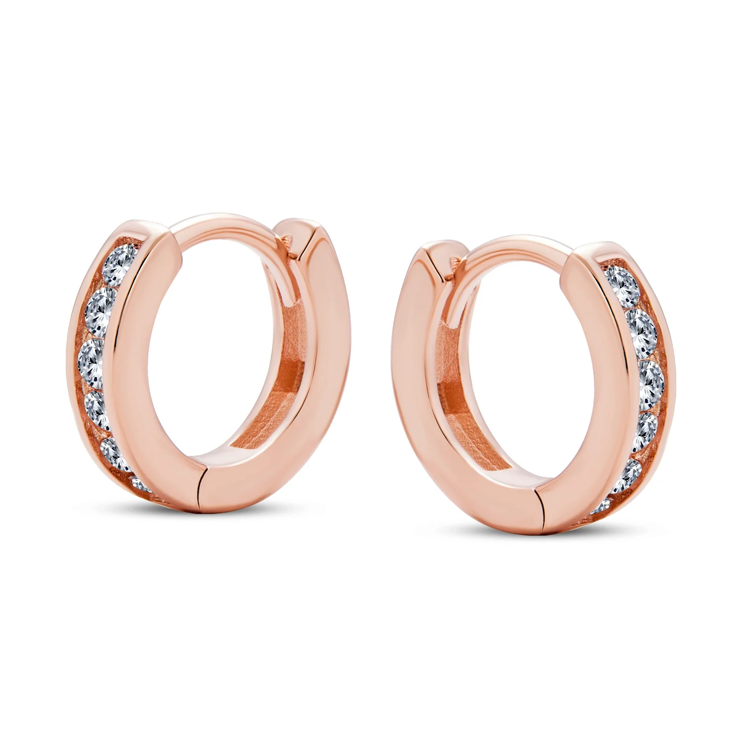 Tiny CZ Channel Set Cubic Zirconia Huggie Mini Hoop Earrings .925 Sterling Silver - Image 16