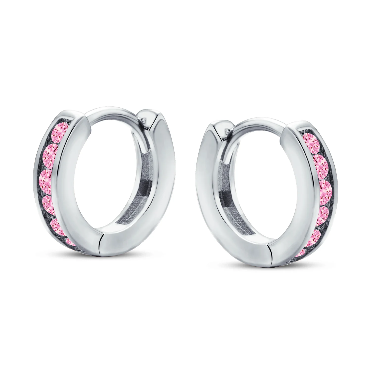 Tiny CZ Channel Set Cubic Zirconia Huggie Mini Hoop Earrings .925 Sterling Silver - Image 17