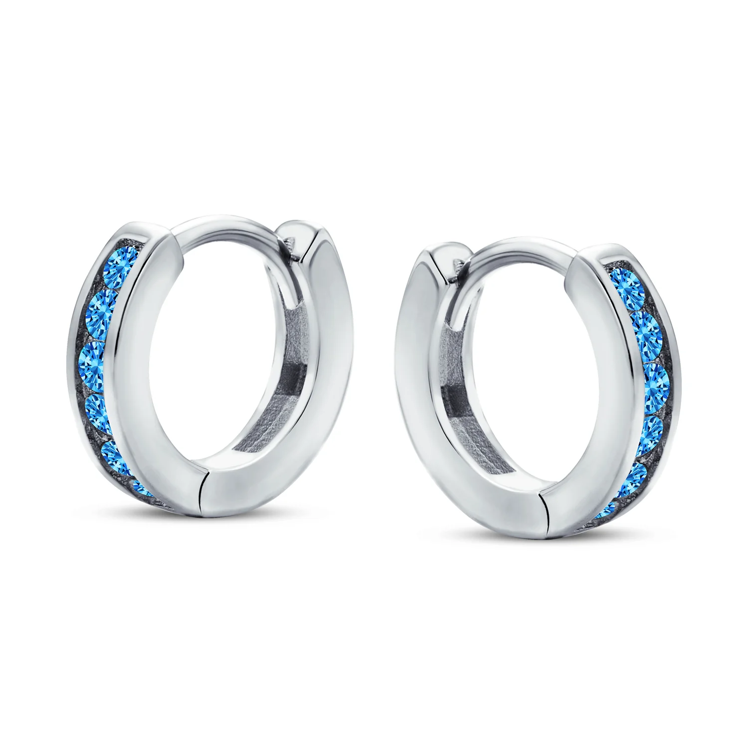 Tiny CZ Channel Set Cubic Zirconia Huggie Mini Hoop Earrings .925 Sterling Silver - Image 18