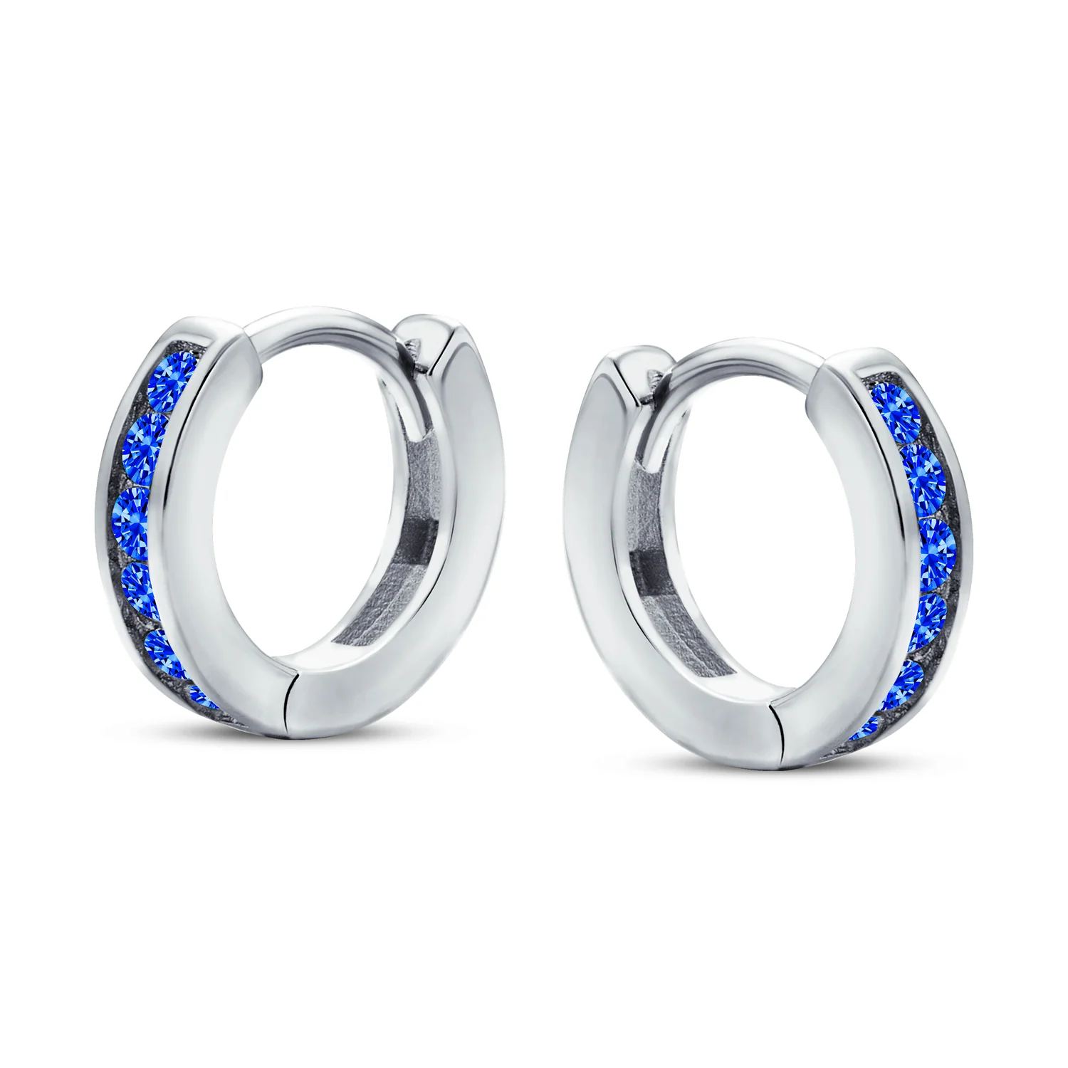 Tiny CZ Channel Set Cubic Zirconia Huggie Mini Hoop Earrings .925 Sterling Silver - Image 19
