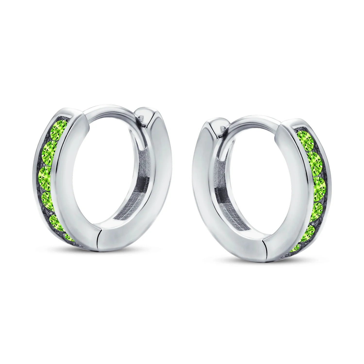 Tiny CZ Channel Set Cubic Zirconia Huggie Mini Hoop Earrings .925 Sterling Silver - Image 20