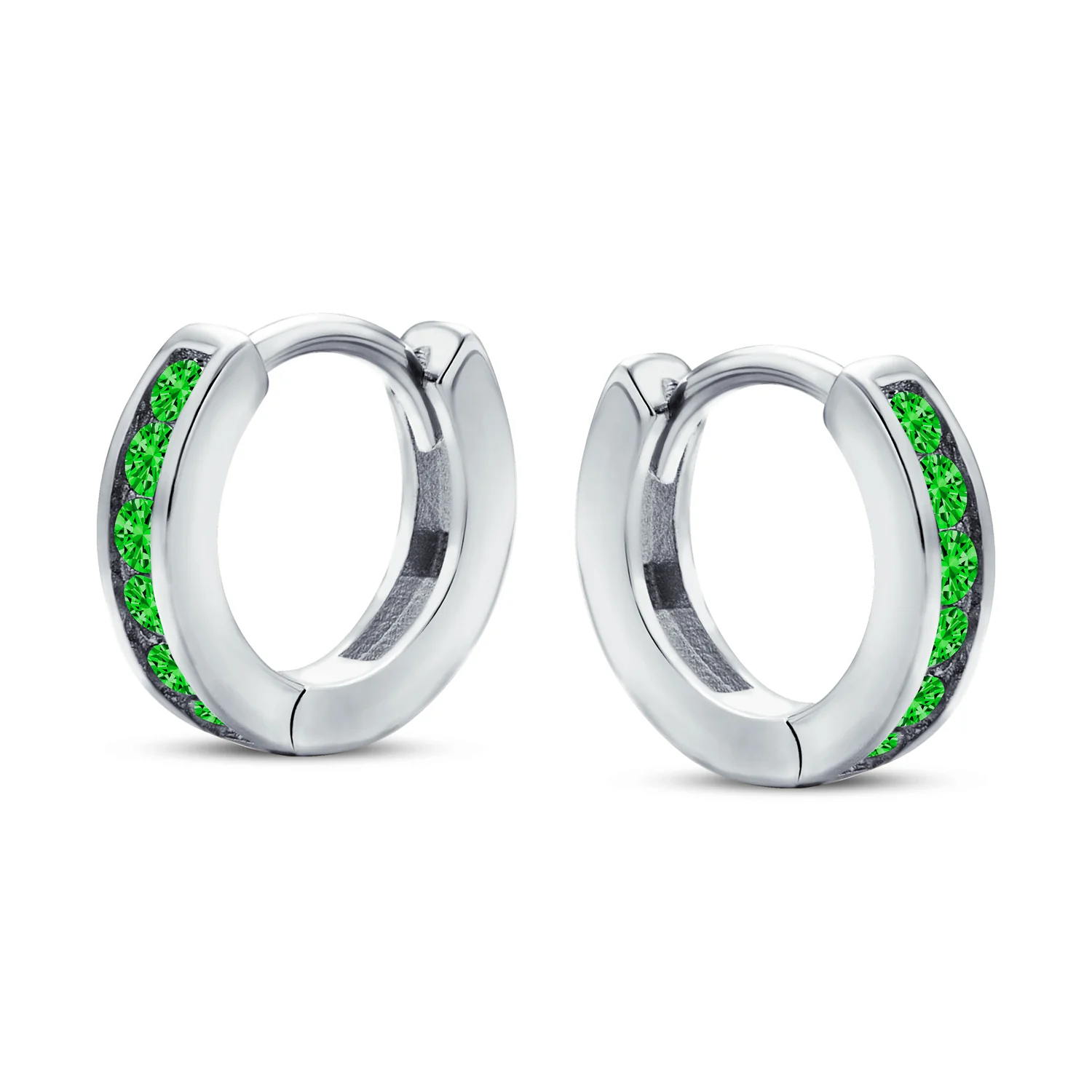 Tiny CZ Channel Set Cubic Zirconia Huggie Mini Hoop Earrings .925 Sterling Silver - Image 21