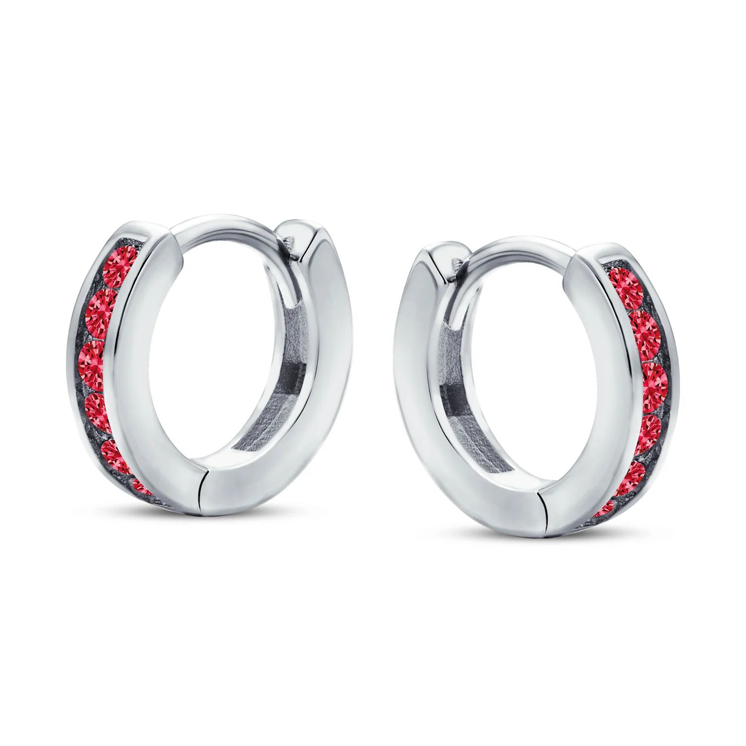 Tiny CZ Channel Set Cubic Zirconia Huggie Mini Hoop Earrings .925 Sterling Silver - Image 25
