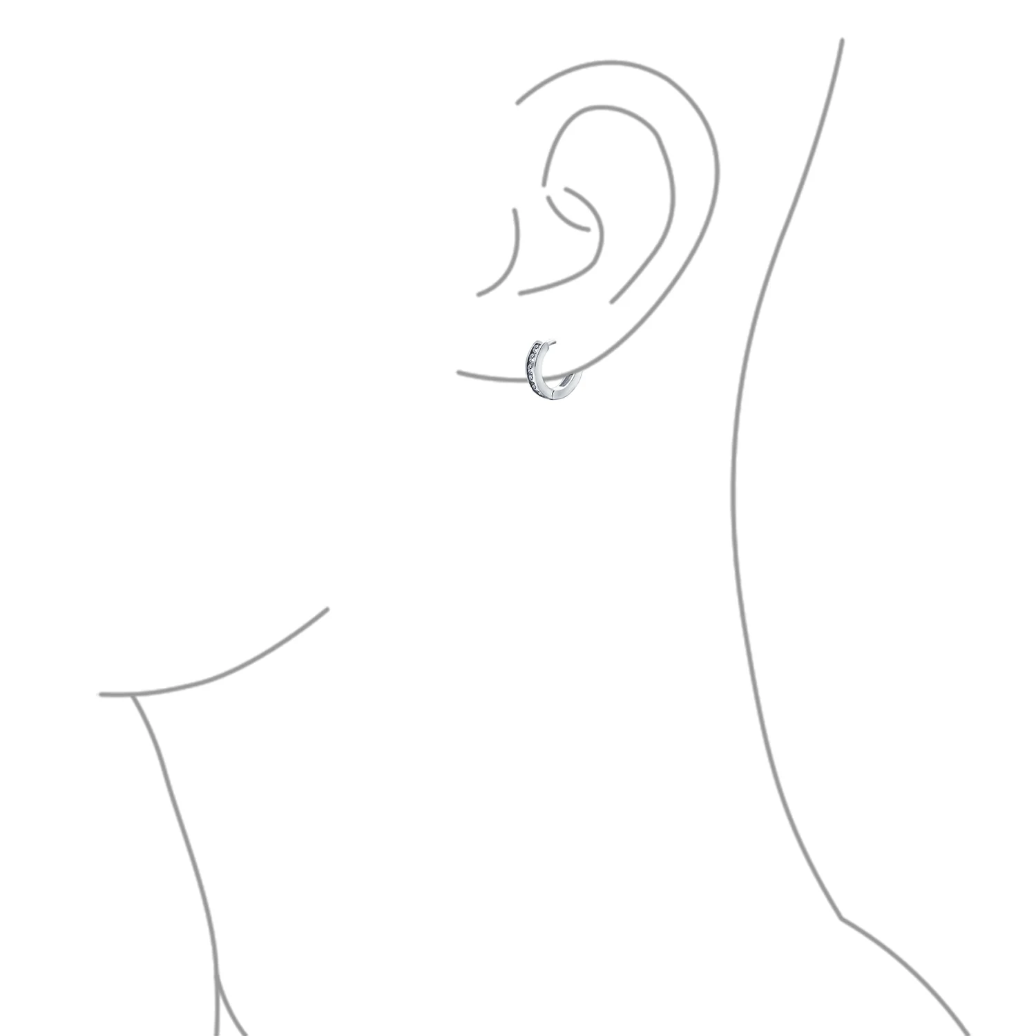 Tiny CZ Channel Set Cubic Zirconia Huggie Mini Hoop Earrings .925 Sterling Silver - Image 33