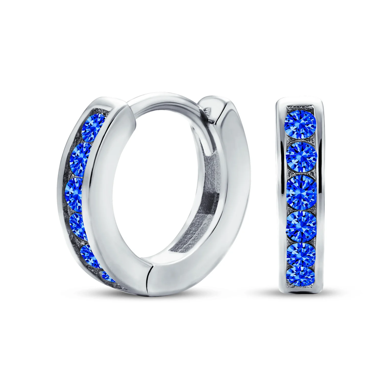 Tiny CZ Channel Set Cubic Zirconia Huggie Mini Hoop Earrings .925 Sterling Silver - Image 6