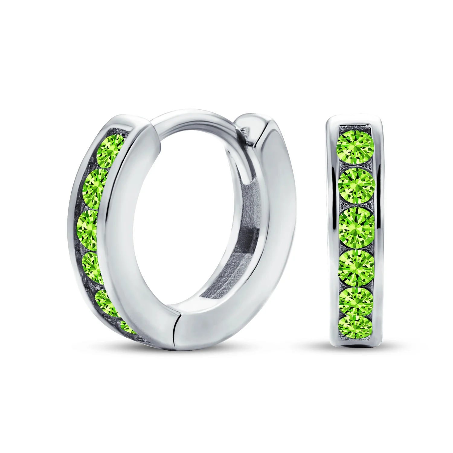 Tiny CZ Channel Set Cubic Zirconia Huggie Mini Hoop Earrings .925 Sterling Silver - Image 7