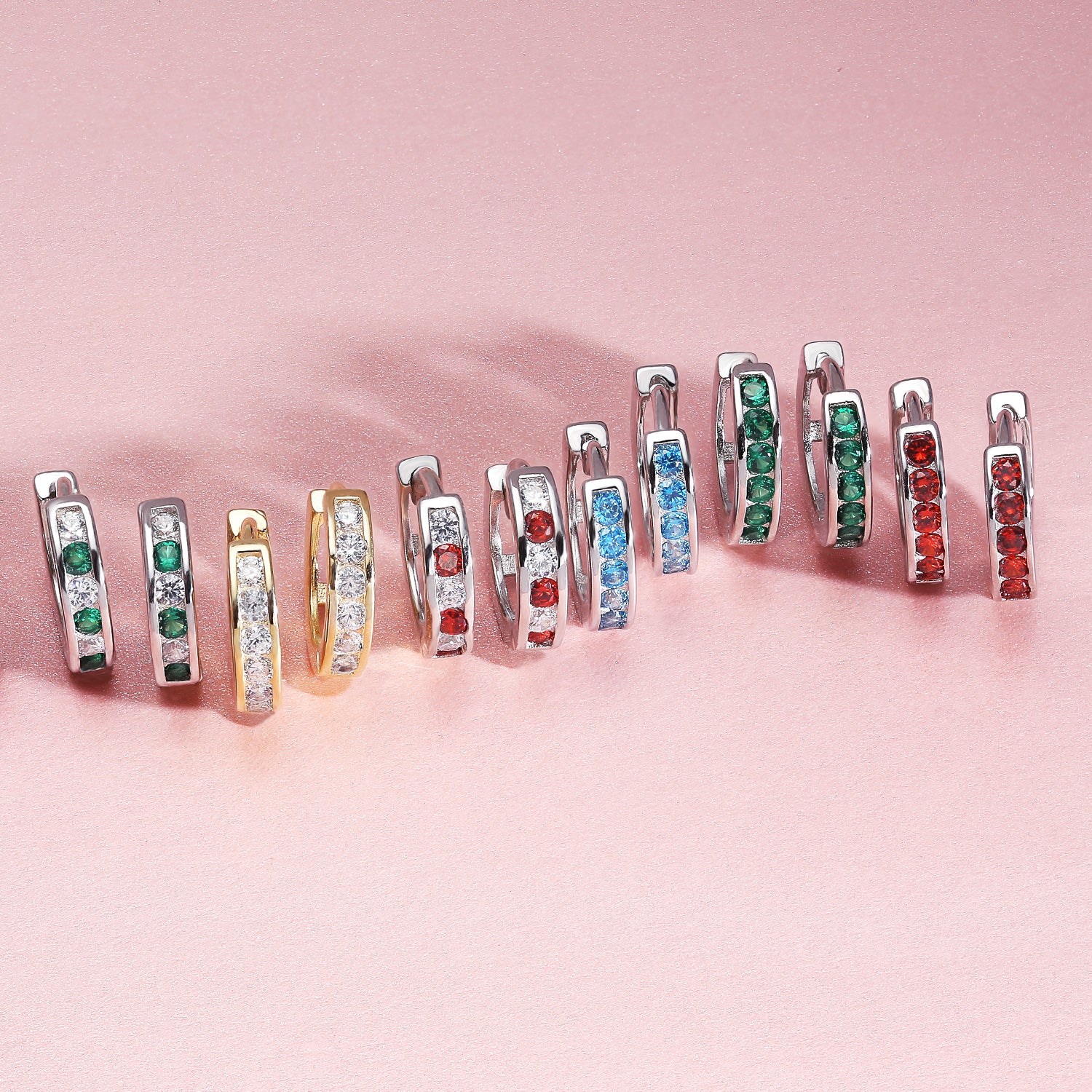 Tiny CZ Channel Set Cubic Zirconia Huggie Mini Hoop Earrings .925 Sterling Silver - Image 73