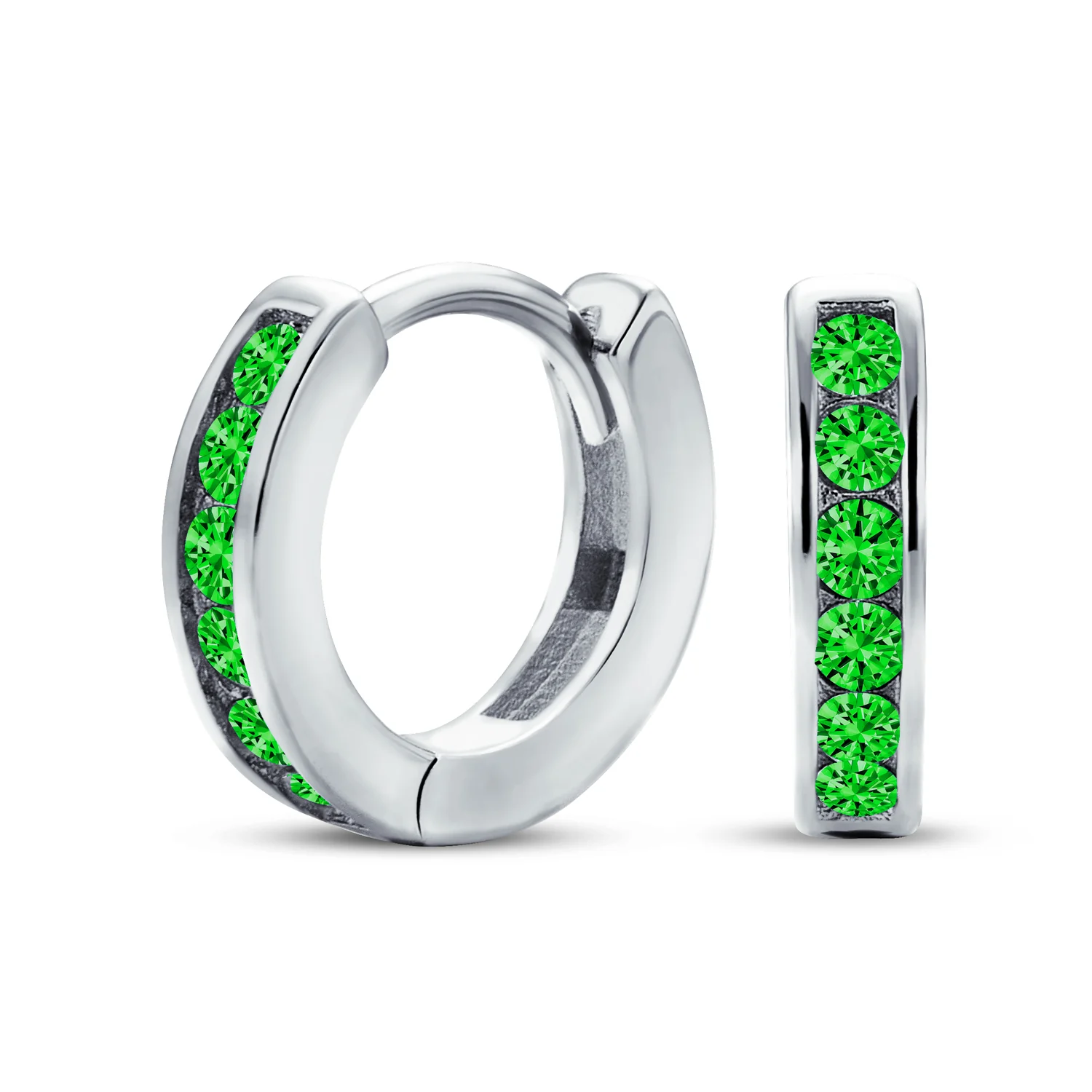 Tiny CZ Channel Set Cubic Zirconia Huggie Mini Hoop Earrings .925 Sterling Silver - Image 8