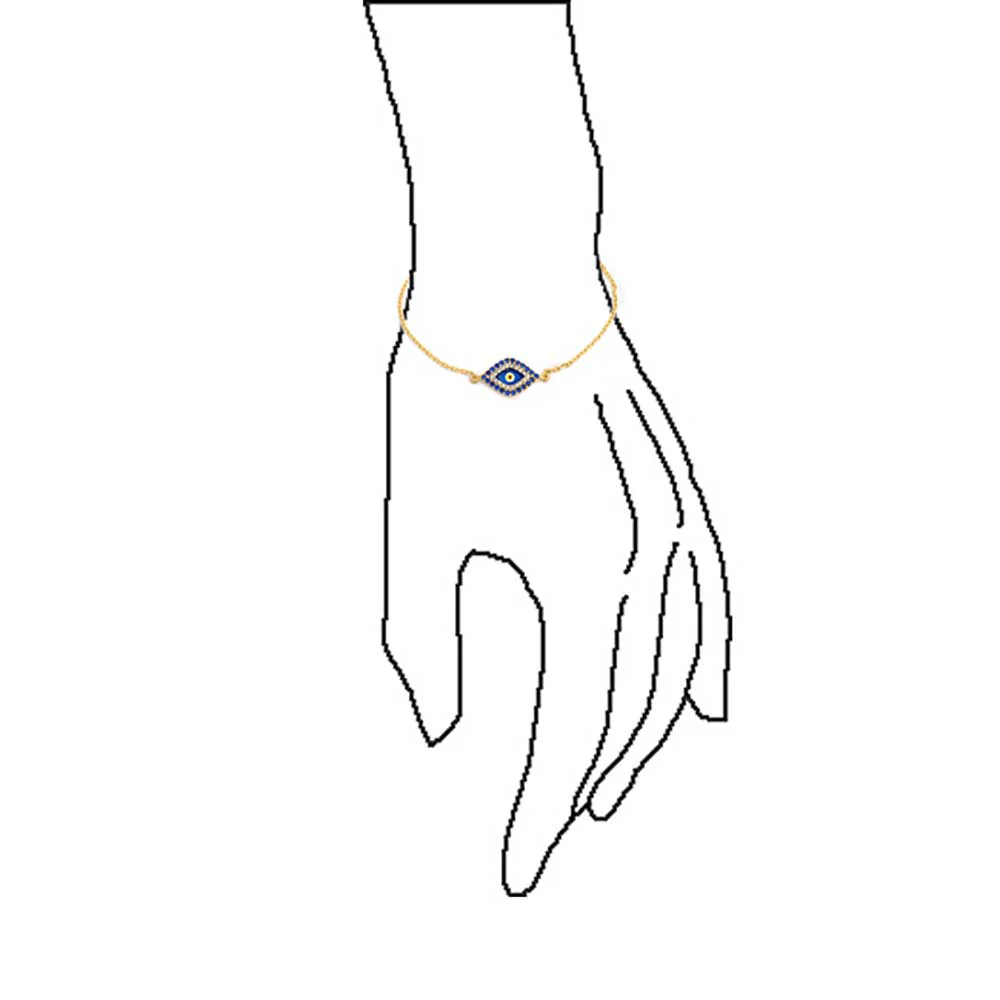 Delicate Tiny Evil Eye Charm Bracelet Pave CZ Accent Gold Plated .925 Sterling Silver - Image 2
