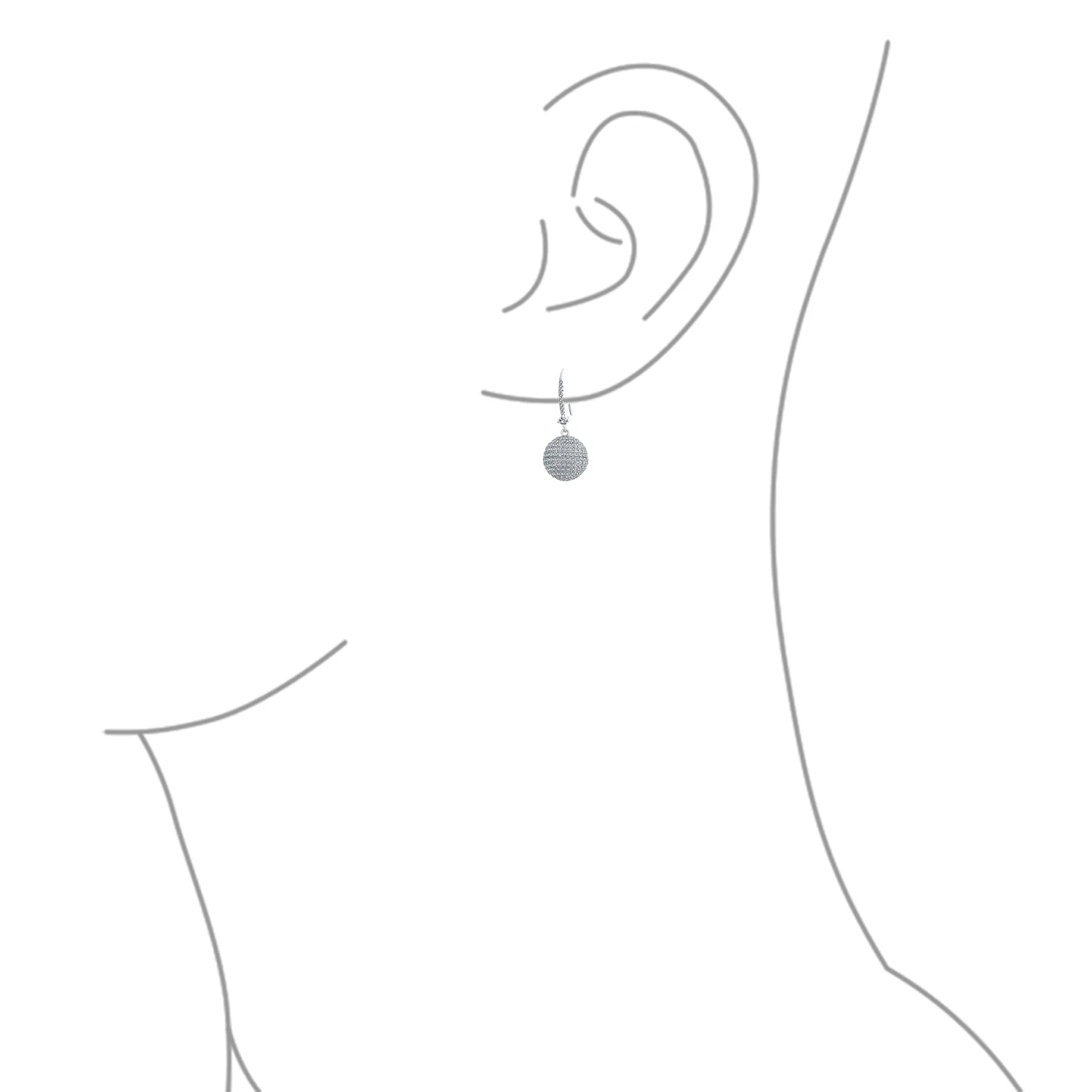 Modern Cocktail Pave CZ Statement Disco Ball Earrings Cubic Zirconia Silver Plated - Image 3