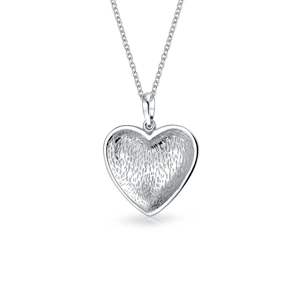 BFF Animal Lover Paw Print Puff Heart Shape Pendant Necklace .925 Sterling Silver - Image 2