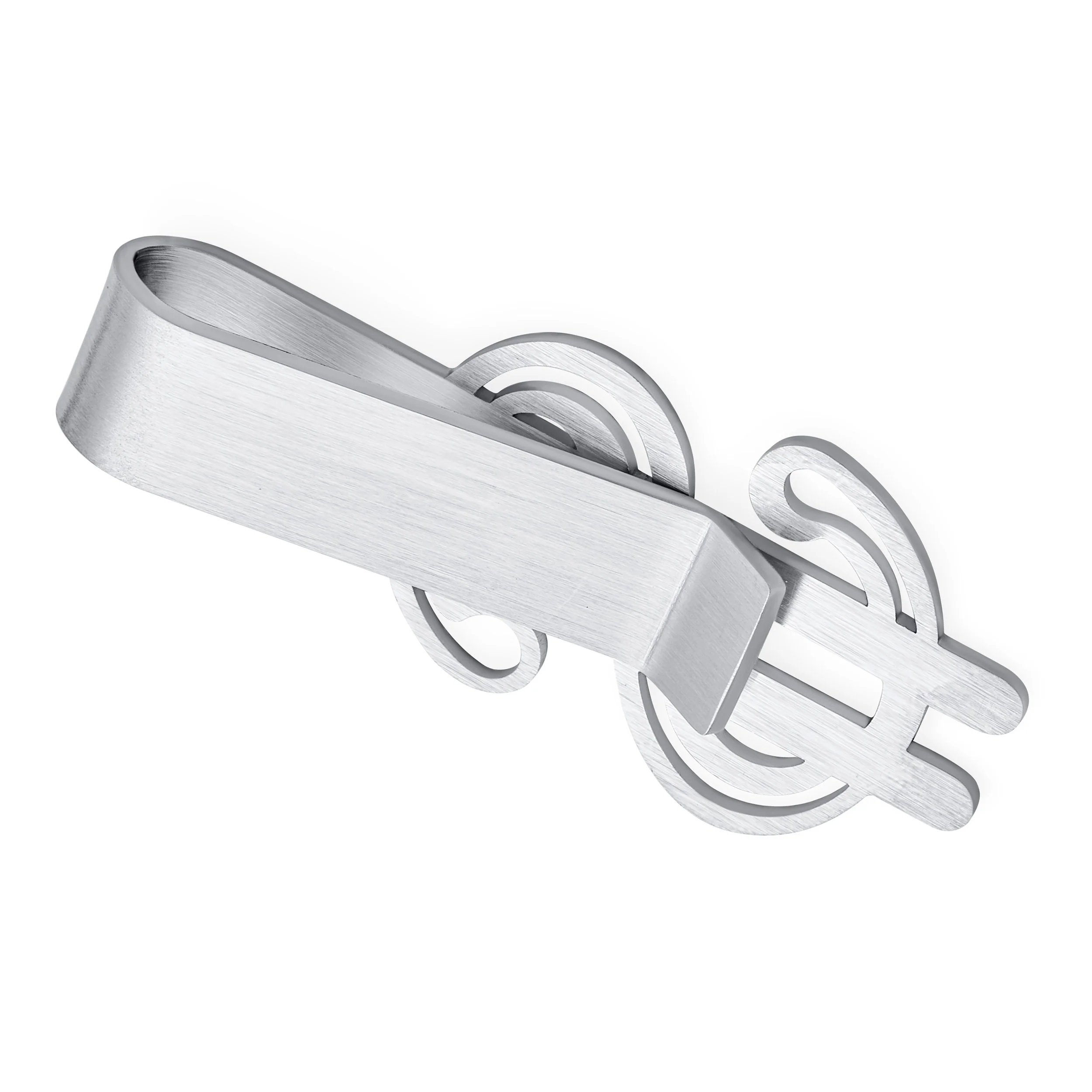 Dollar Sign Money Clip Card Holder for Men Brushed Silver Stainless Steel - Image 2