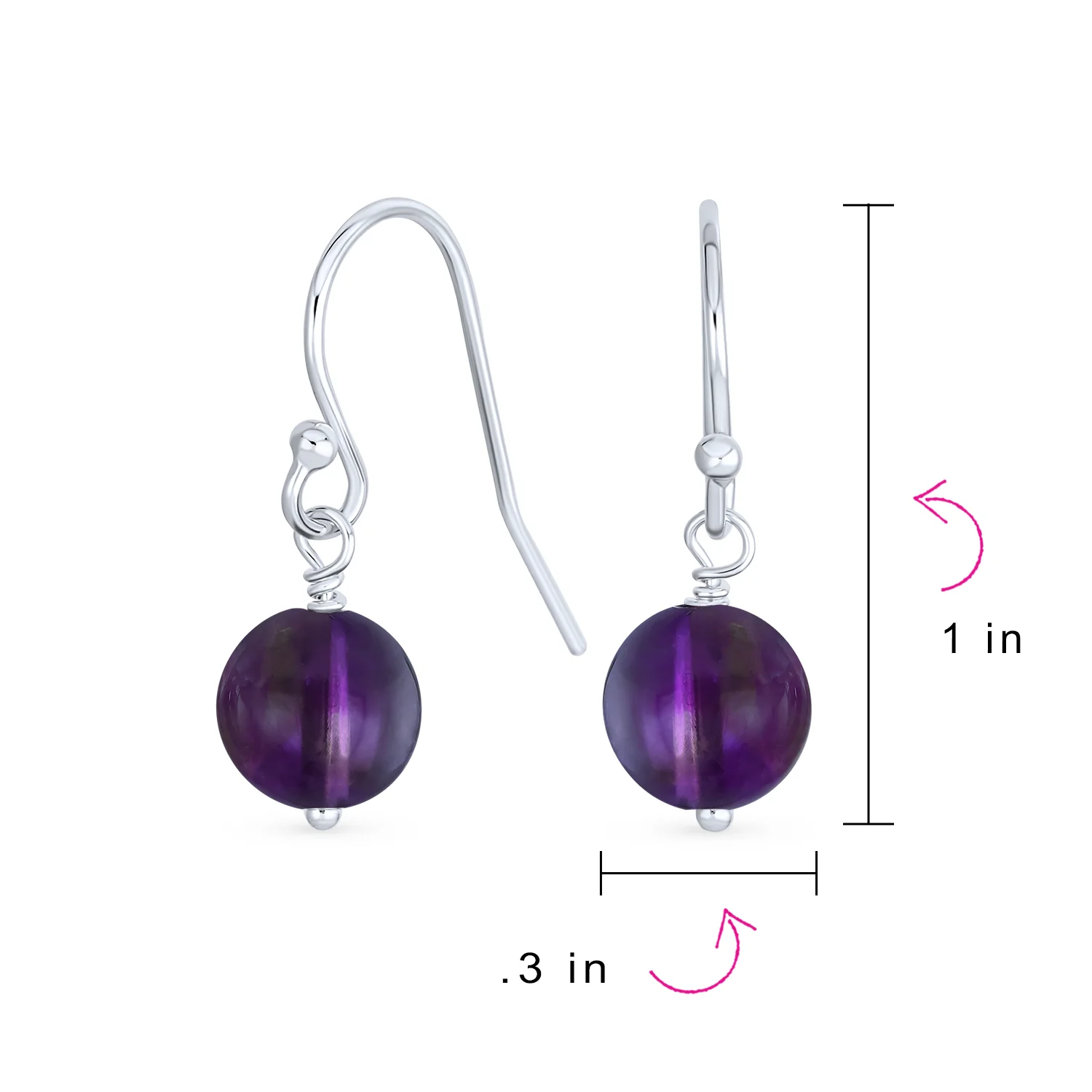 Set of 3 Drop Ball Earrings Onyx Amethyst Turquoise Lapis Lazuli Malachite Silver - Image 5