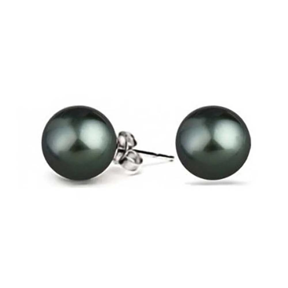 Set Of 3 White Black Pink Simulated Pearl Stud Ball Earrings Sterling Silver 8MM - Image 4