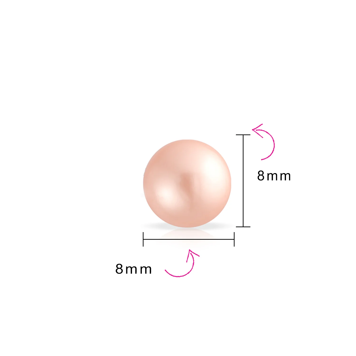 Set Of 3 White Black Pink Simulated Pearl Stud Ball Earrings Sterling Silver 8MM - Image 6