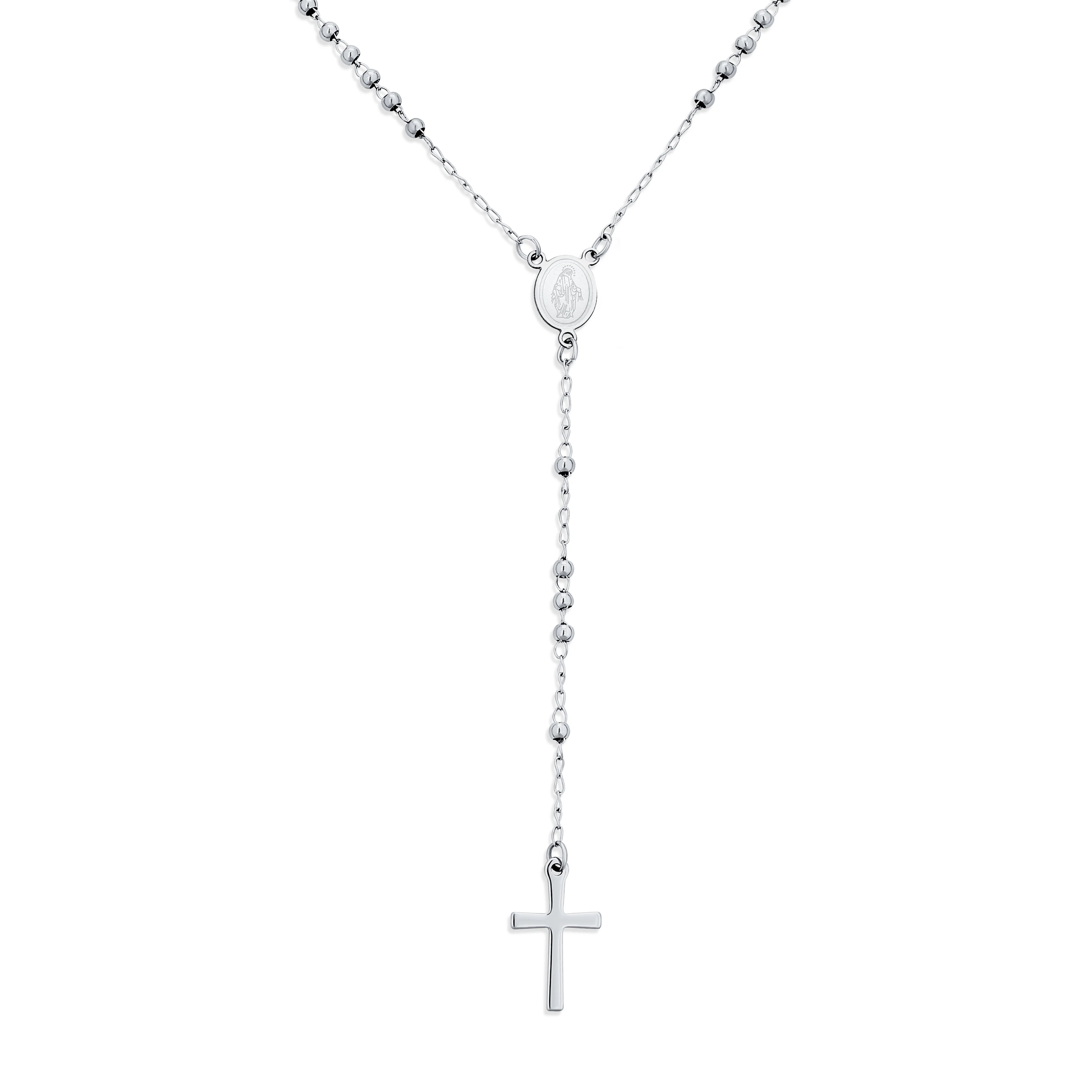 Christian Virgin Mary Cross Rosary Chain Drop Necklace