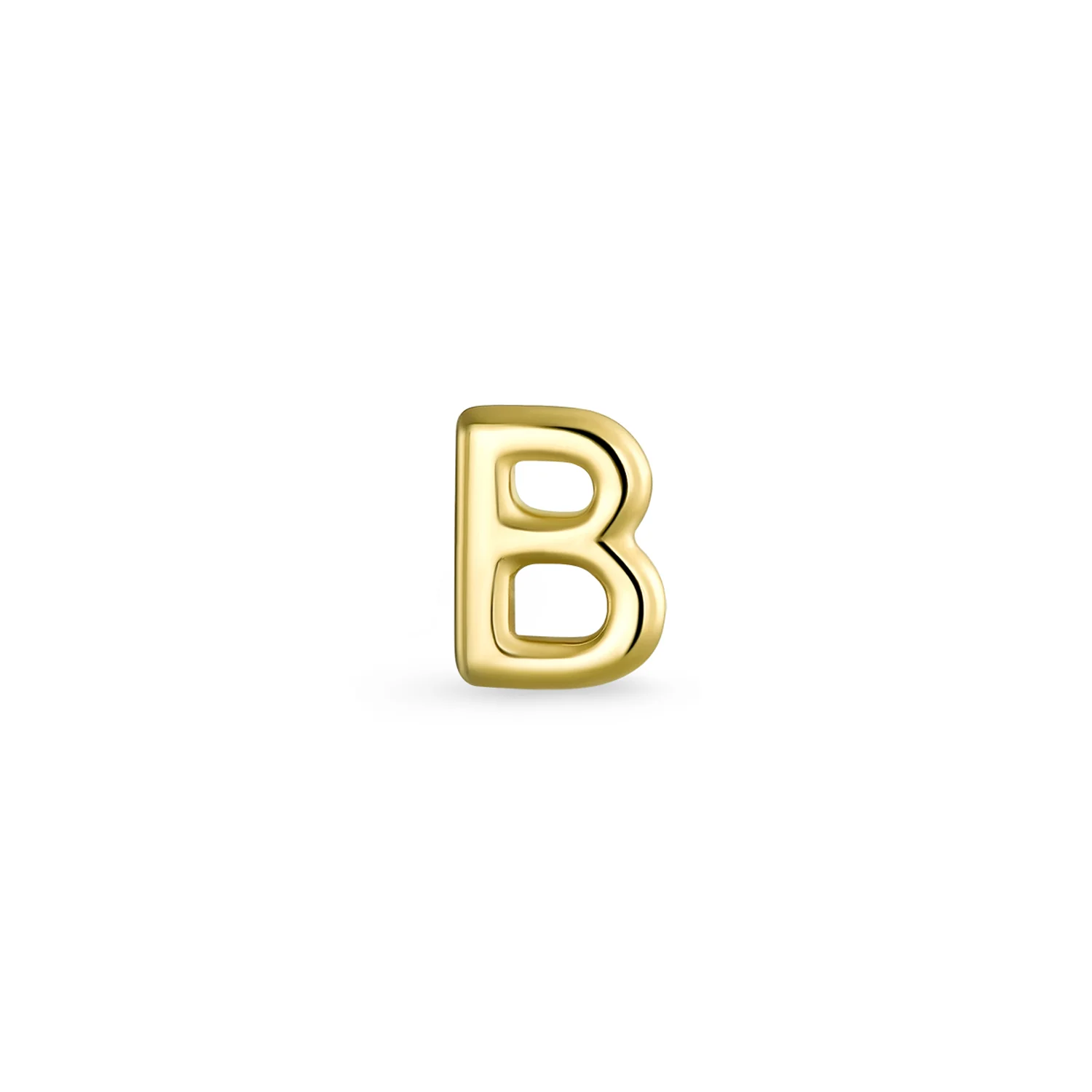 ABC Tiny 14K Gold Alphabet B Letter Initial 1 Stud Earring Piercing Screw-Back - Image 25