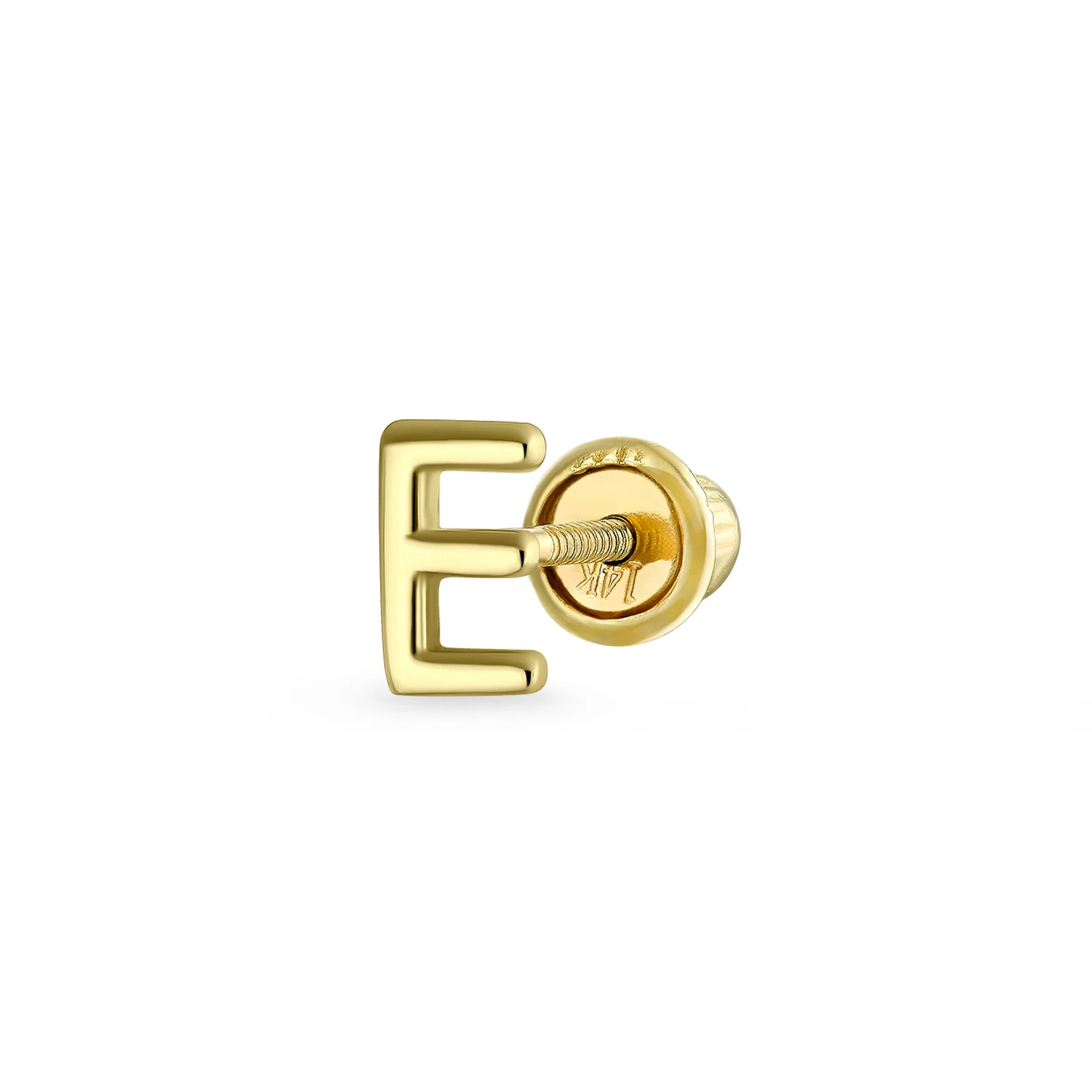 ABC Tiny 14K Gold Alphabet B Letter Initial 1 Stud Earring Piercing Screw-Back - Image 5