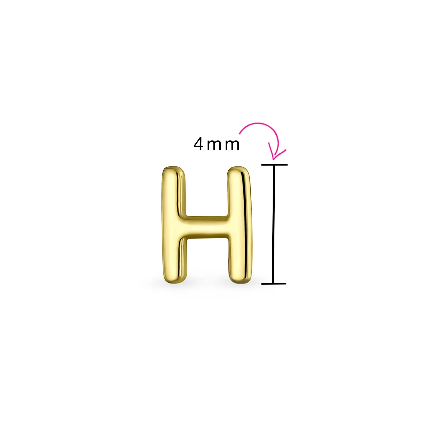ABC Tiny 14K Gold Alphabet B Letter Initial 1 Stud Earring Piercing Screw-Back - Image 76