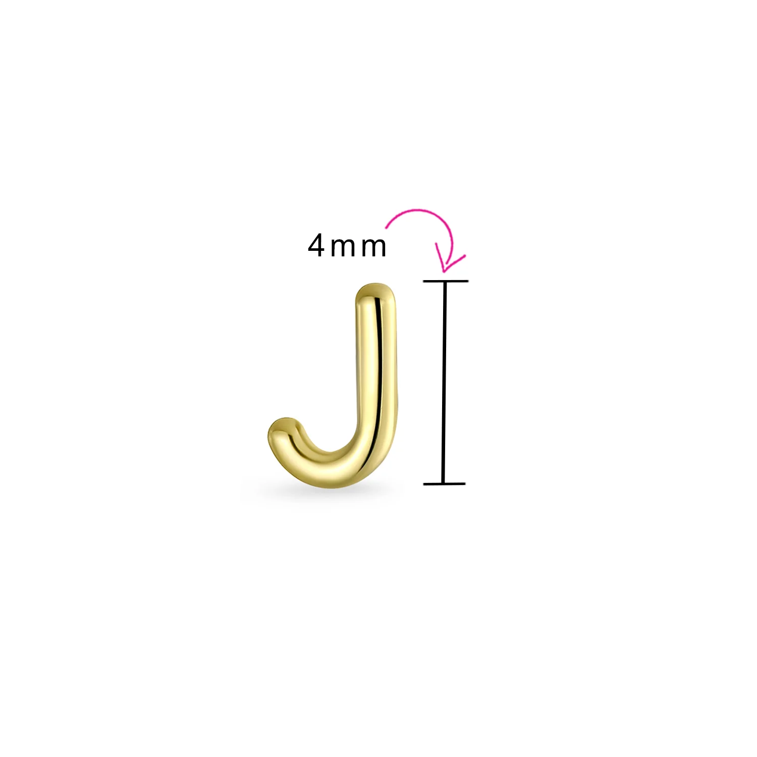 ABC Tiny 14K Gold Alphabet B Letter Initial 1 Stud Earring Piercing Screw-Back - Image 77